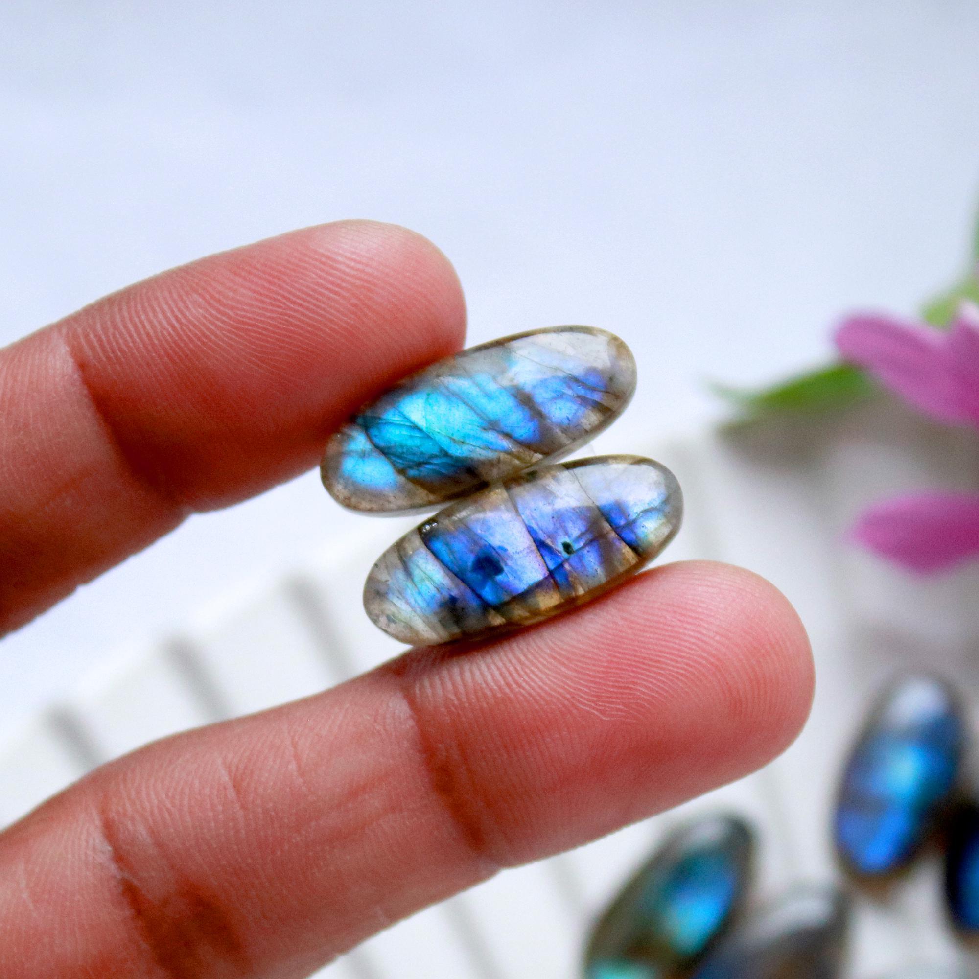 8 Pairs 111 Cts Natural Labradorite Cabochon Pair For Dangle Earring Labradorite Loose Gemstone Lot For Jewelry Making 20x10 15x8mm 15806