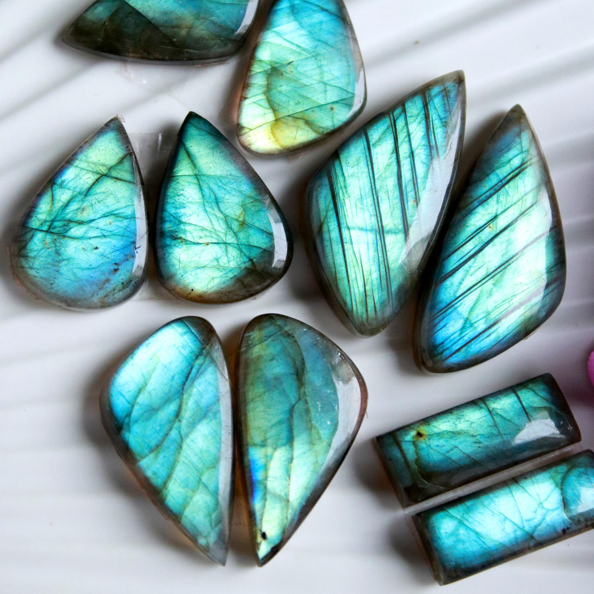 5 Pairs 140 Cts Natural Labradorite Cabochon Pair For Dangle Earring Labradorite Loose Gemstone Lot For Jewelry Making 30x14 20x14mm 15807