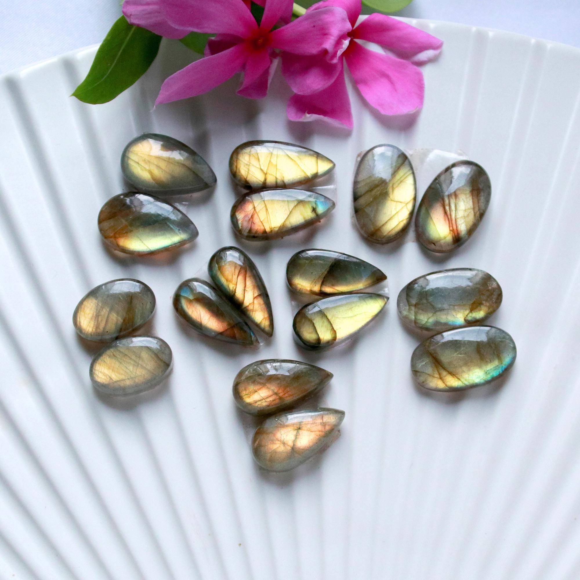 8 Pairs 102 Cts Natural Labradorite Cabochon Pair For Dangle Earring Labradorite Loose Gemstone Lot For Jewelry Making 16x10 16x5mm 15814