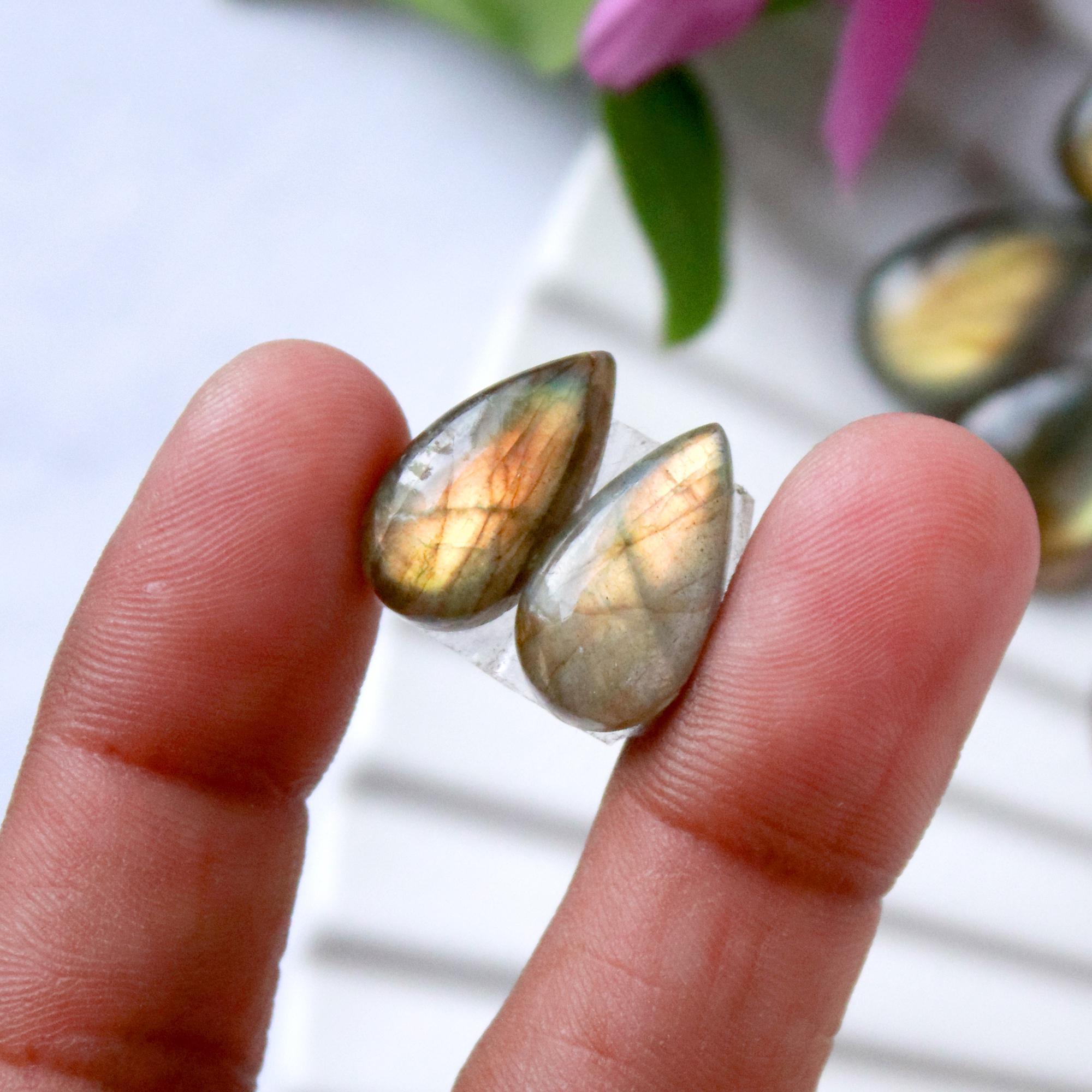 8 Pairs 102 Cts Natural Labradorite Cabochon Pair For Dangle Earring Labradorite Loose Gemstone Lot For Jewelry Making 16x10 16x5mm 15814