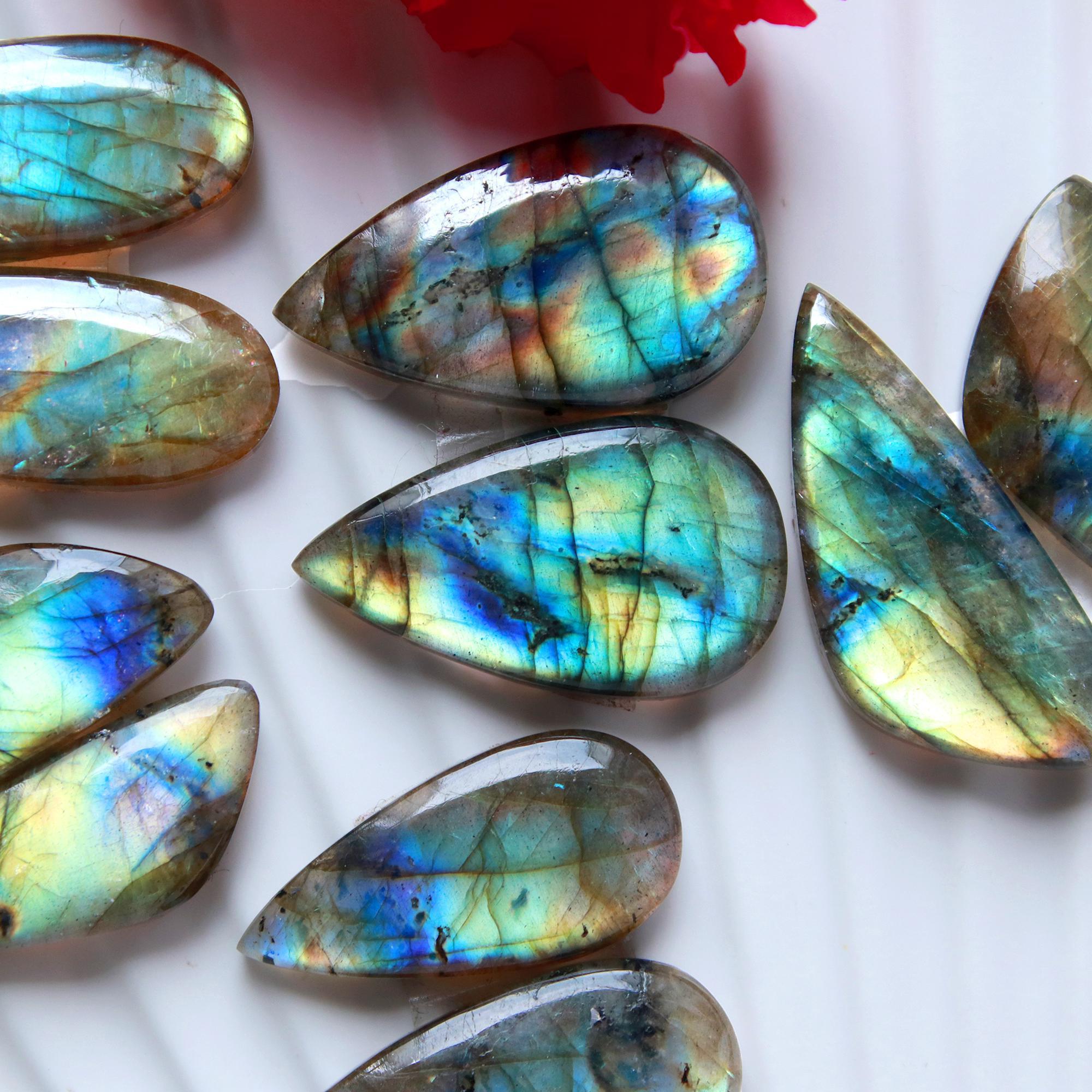 5 Pairs 133 Cts Natural Labradorite Cabochon Pair For Dangle Earring Labradorite Loose Gemstone Lot For Jewelry Making 34x10 25x10mm 15817