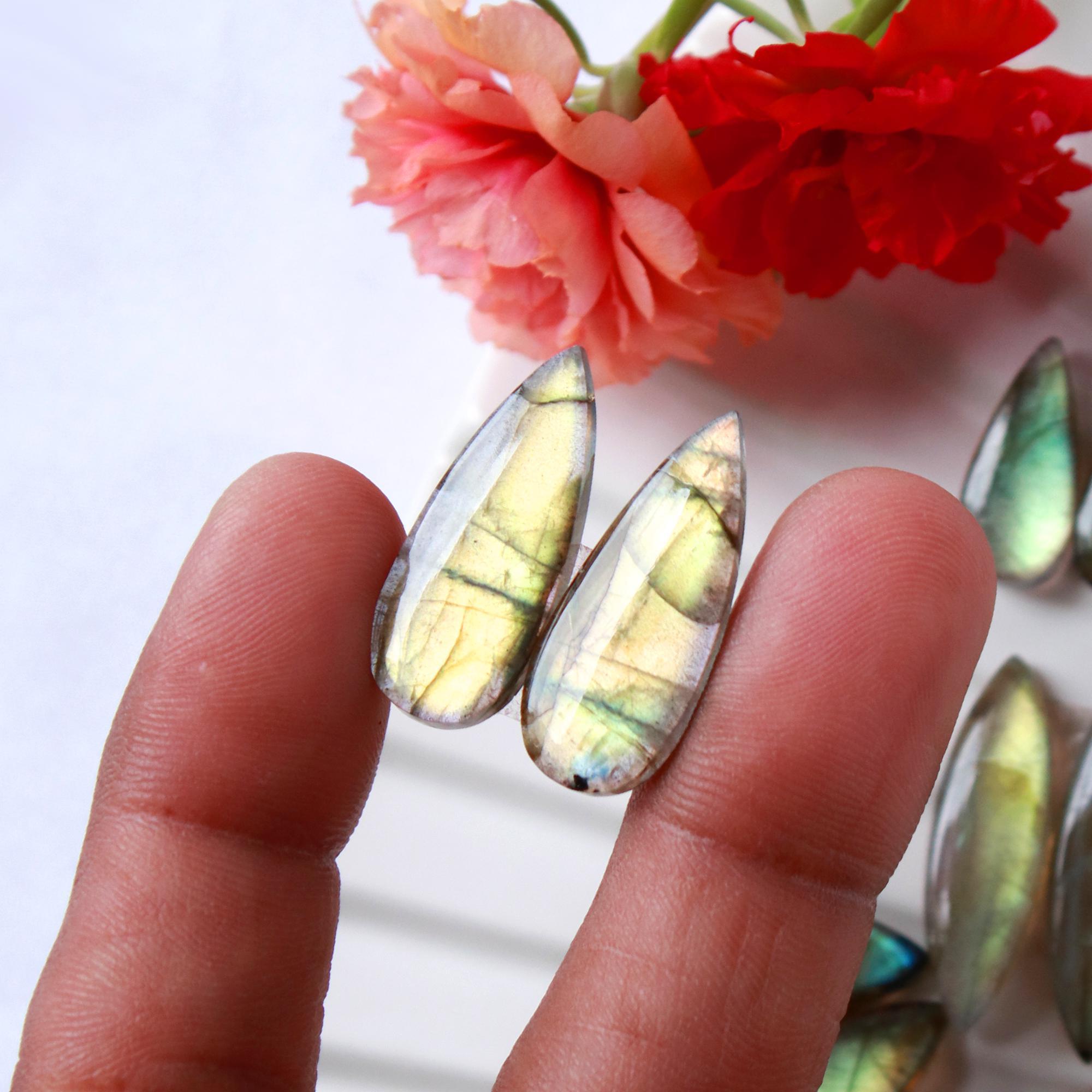9 Pairs 101 Cts Natural Labradorite Cabochon Pair For Dangle Earring Labradorite Loose Gemstone Lot For Jewelry Making 23x10 14x7mm 15820