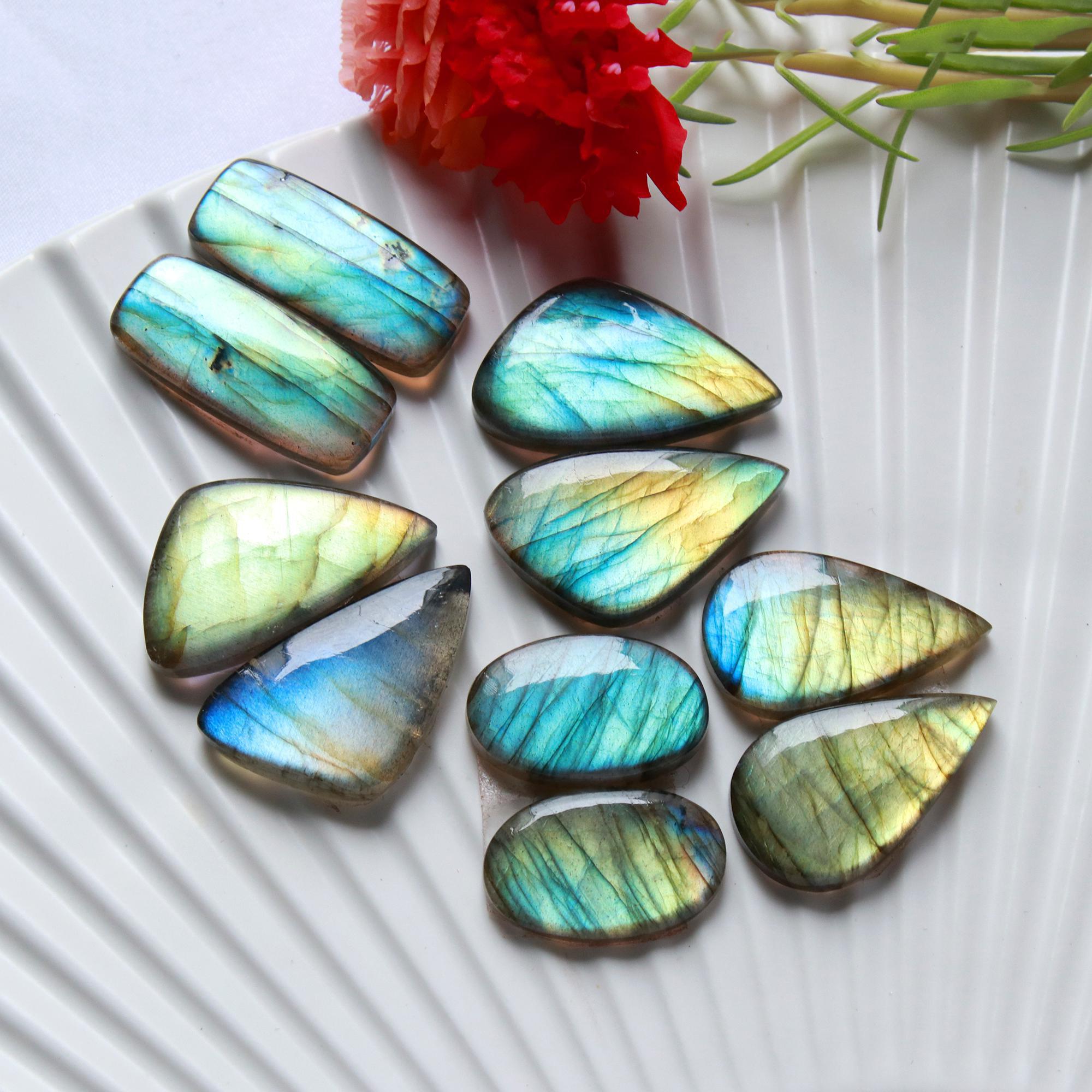 5 Pairs 182 Cts Natural Labradorite Earrings Gemstone Dangle Drop Silver Jewelry Crystals For Earrings Cabochon Pair Lot26x10 20x13mm 15821