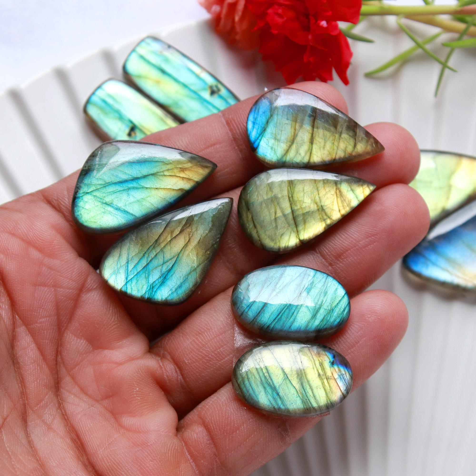 5 Pairs 182 Cts Natural Labradorite Earrings Gemstone Dangle Drop Silver Jewelry Crystals For Earrings Cabochon Pair Lot26x10 20x13mm 15821