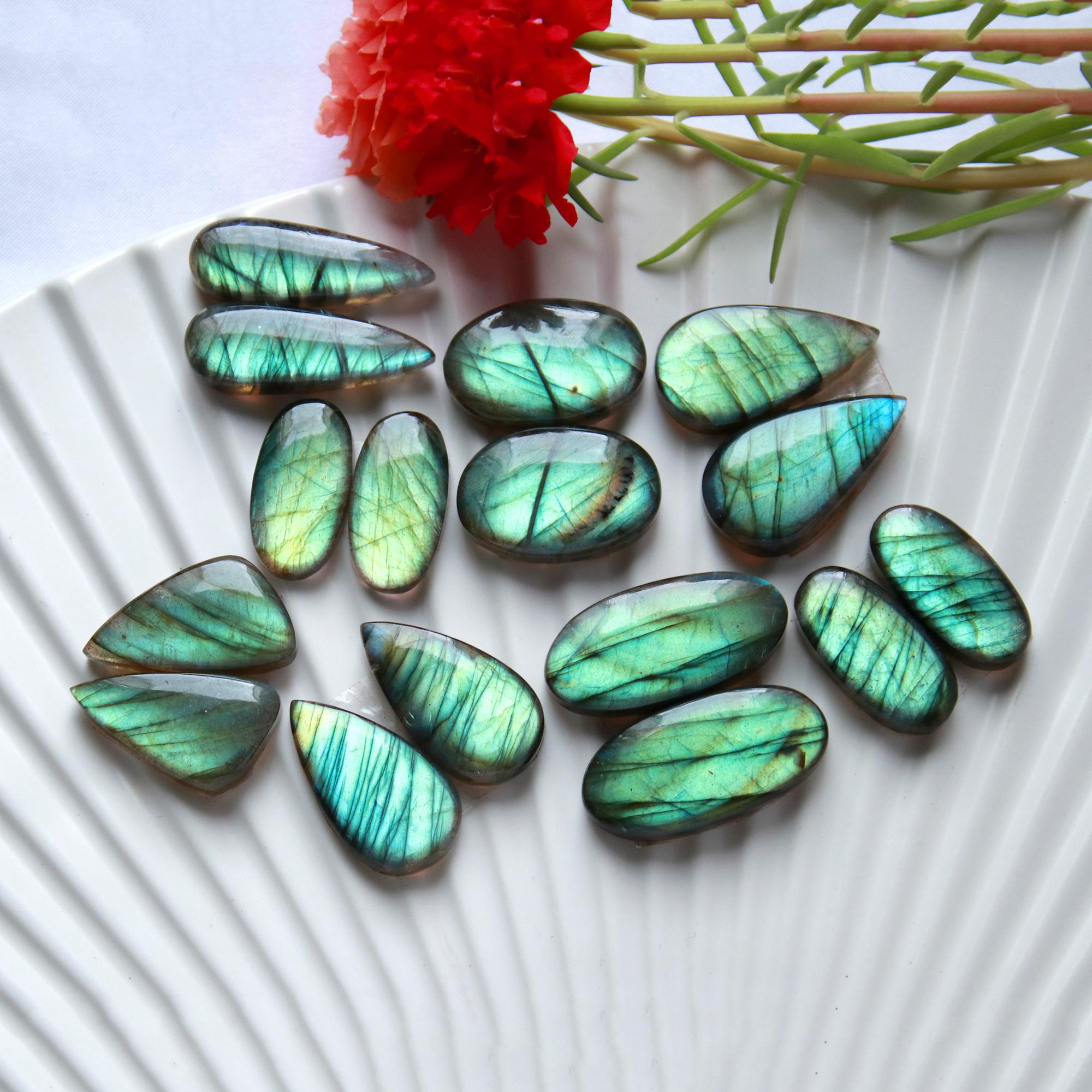 8 Pairs 211 Cts Natural Labradorite Earrings Gemstone Dangle Drop Silver Jewelry Crystals For Earrings Cabochon Pair Lot25x11 20x10mm 15824