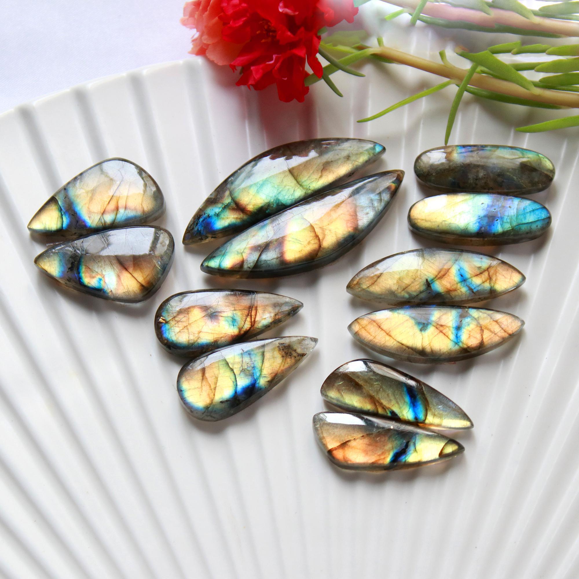 6 Pairs 150 Cts Natural Labradorite Earrings Gemstone Dangle Drop Silver Jewelry Crystals For Earrings Cabochon Pair Lot40x10 25x12mm 15825