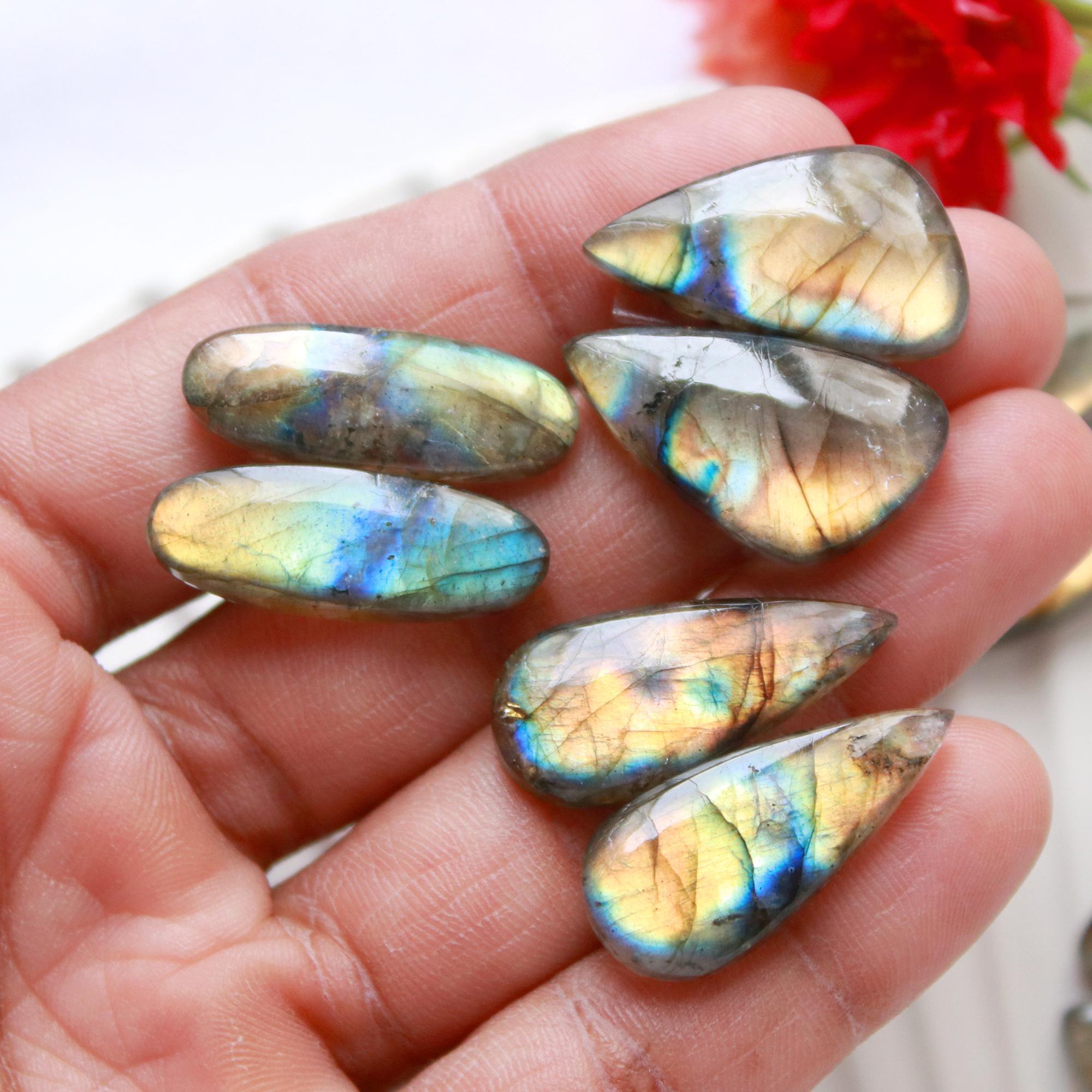6 Pairs 150 Cts Natural Labradorite Earrings Gemstone Dangle Drop Silver Jewelry Crystals For Earrings Cabochon Pair Lot40x10 25x12mm 15825