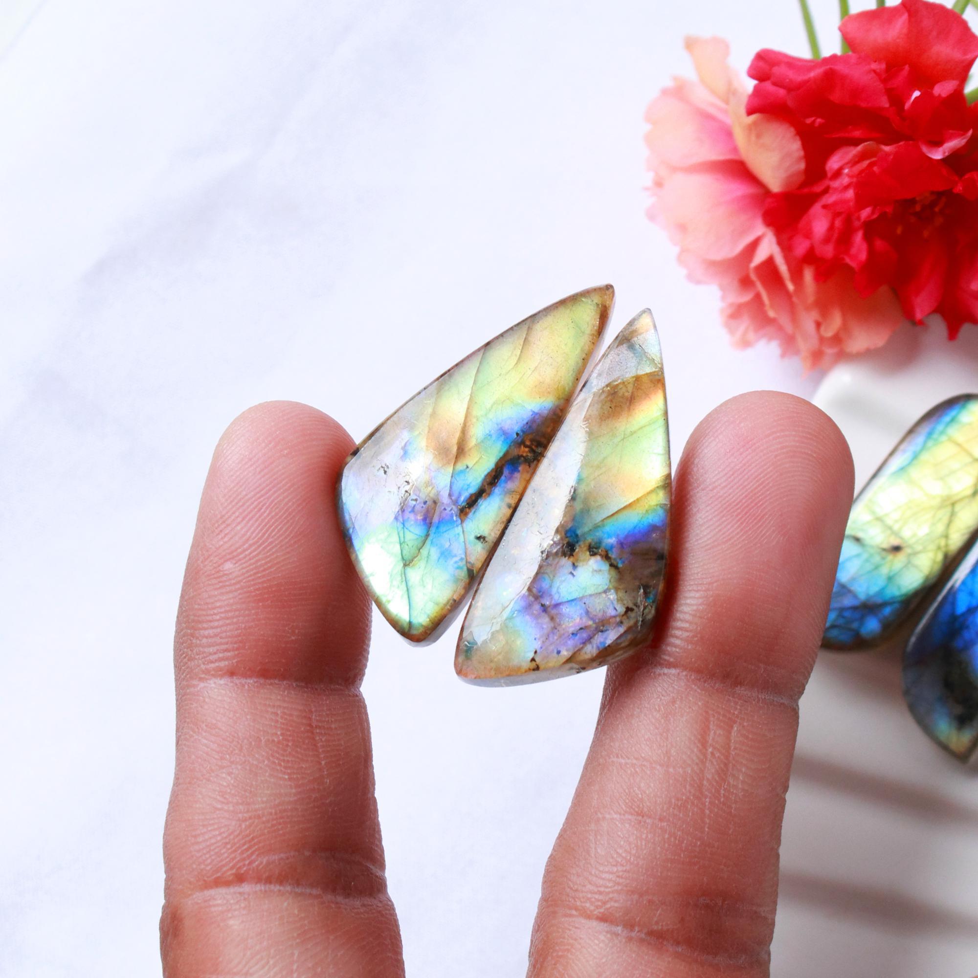 6 Pairs 194 Cts Natural Labradorite Earrings Gemstone Dangle Drop Silver Jewelry Crystals For Earrings Cabochon Pair Lot32x12 20x10mm 15826