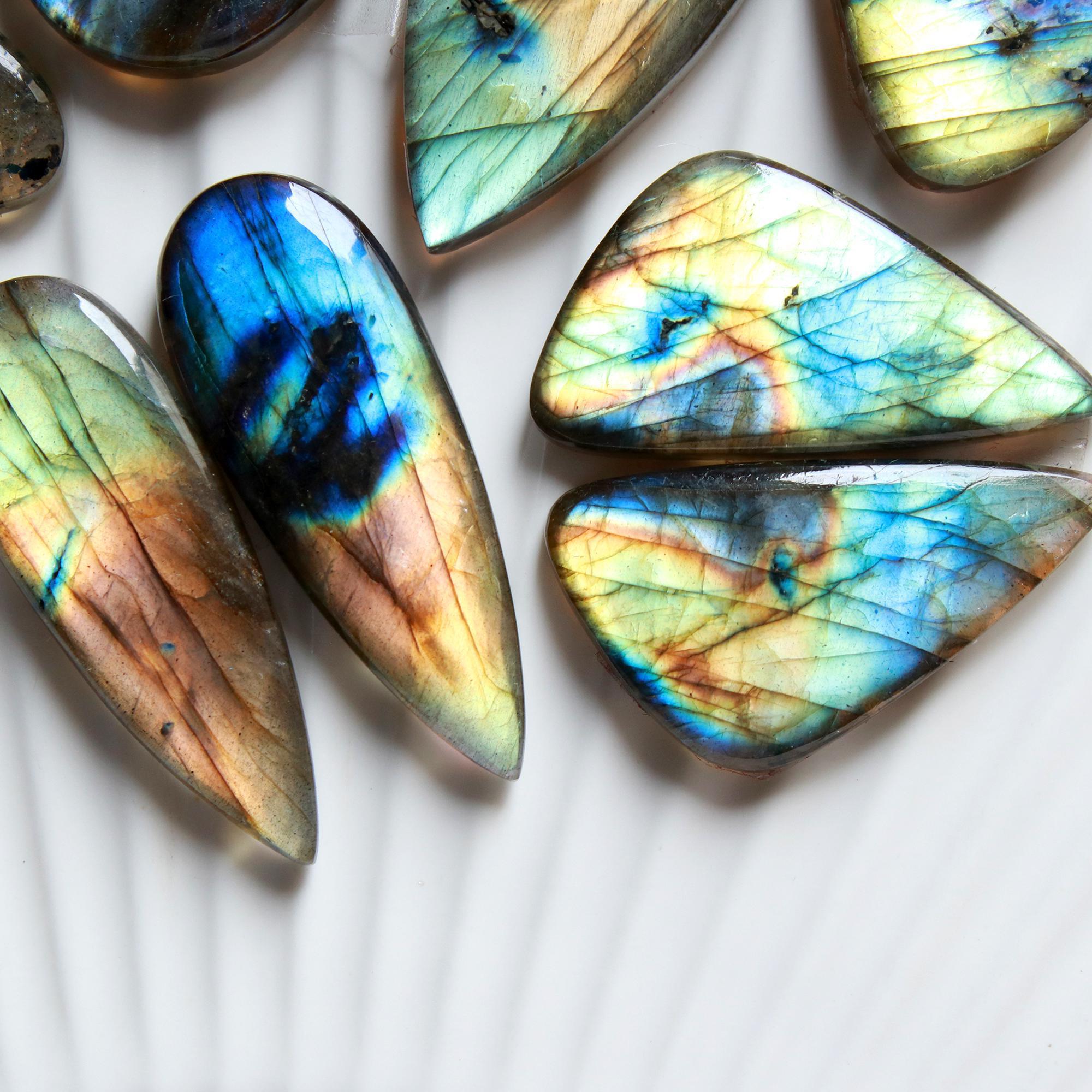 5 Pairs 193 Cts Natural Labradorite Earrings Gemstone Dangle Drop Silver Jewelry Crystals For Earrings Cabochon Pair Lot32x10 20x15mm 15827