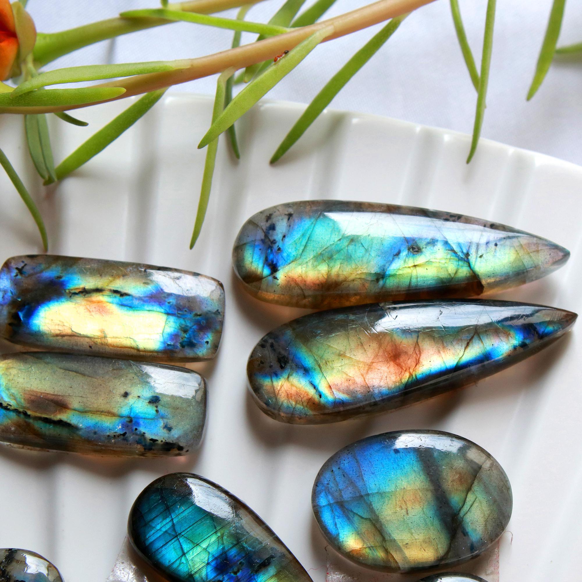 6 Pairs 150 Cts Natural Labradorite Earrings Gemstone Dangle Drop Silver Jewelry Crystals For Earrings Cabochon Pair Lot35x10 20x10mm 15828