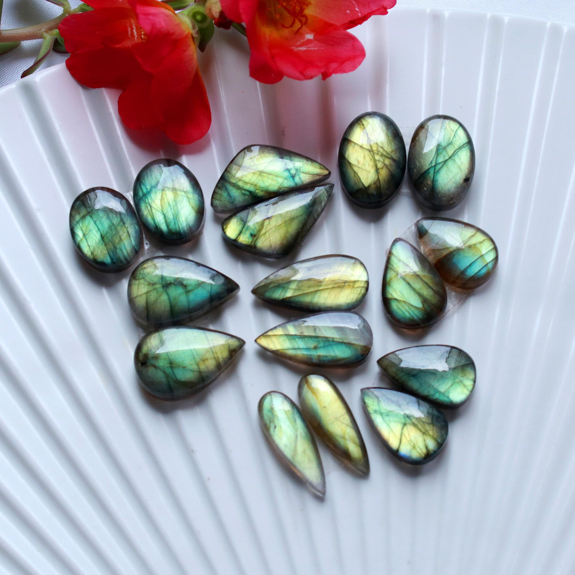 8 Pairs 120 Cts Natural Labradorite Earrings Gemstone Dangle Drop Silver Jewelry Crystals For Earrings Cabochon Pair Lot20x10 15x10mm 15832