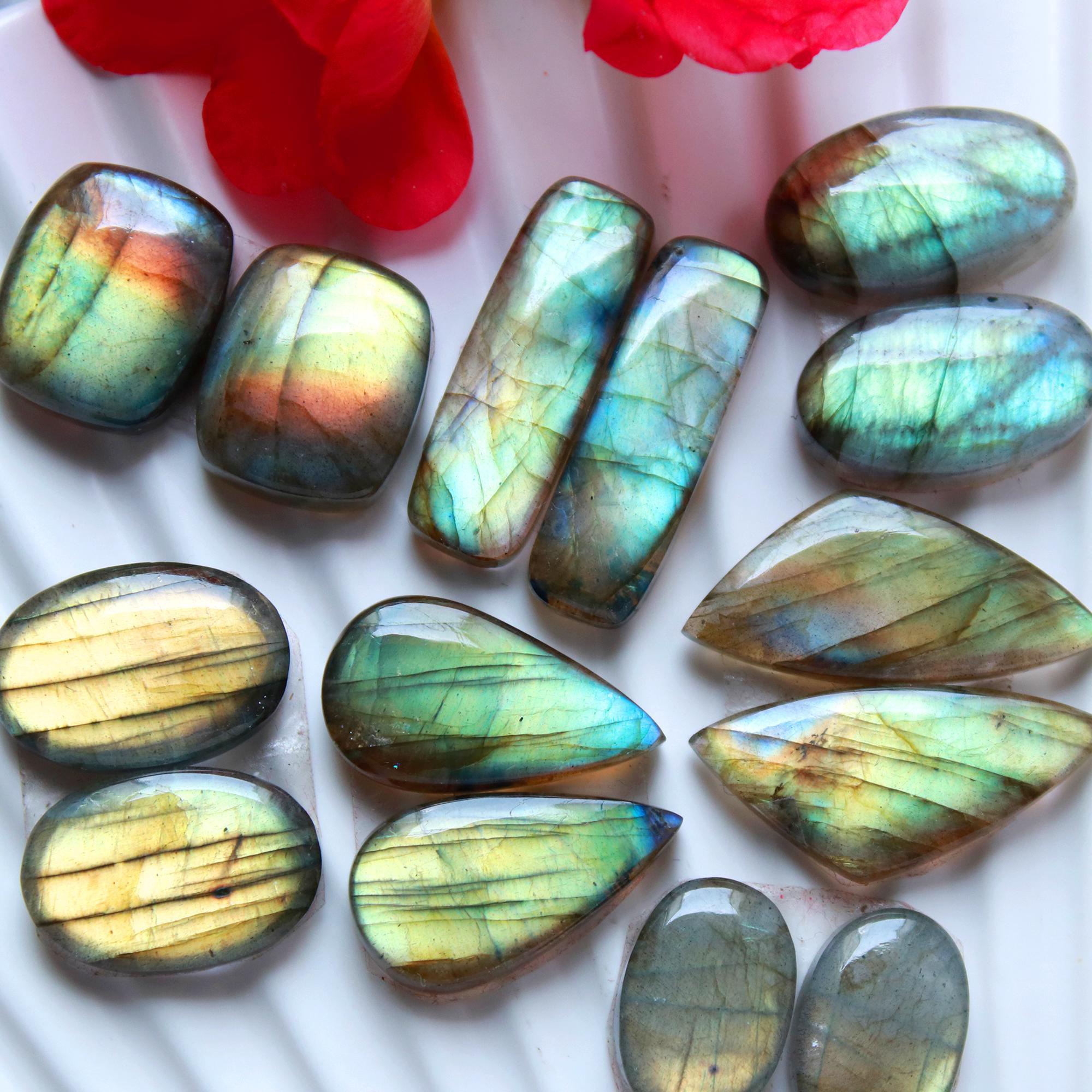 7 Pairs 130 Cts Natural Labradorite Earrings Gemstone Dangle Drop Silver Jewelry Crystals For Earrings Cabochon Pair Lot25x10 14x10mm 15833