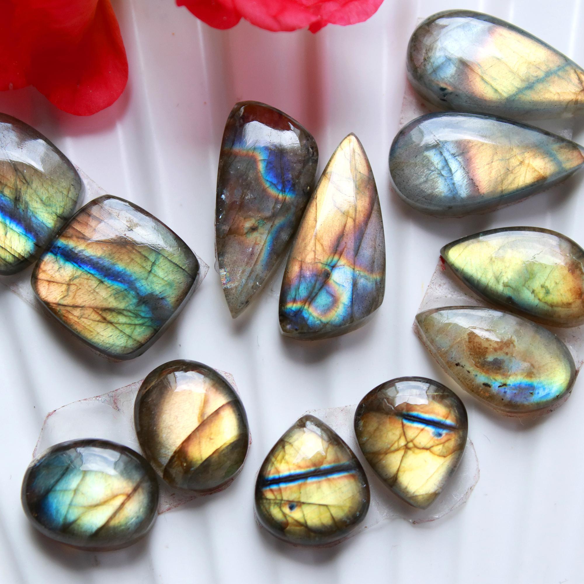 6 Pairs 92 Cts Natural Labradorite Earrings Gemstone Dangle Drop Silver Jewelry Crystals For Earrings Cabochon Pair Lot20x10 11x10mm 15834