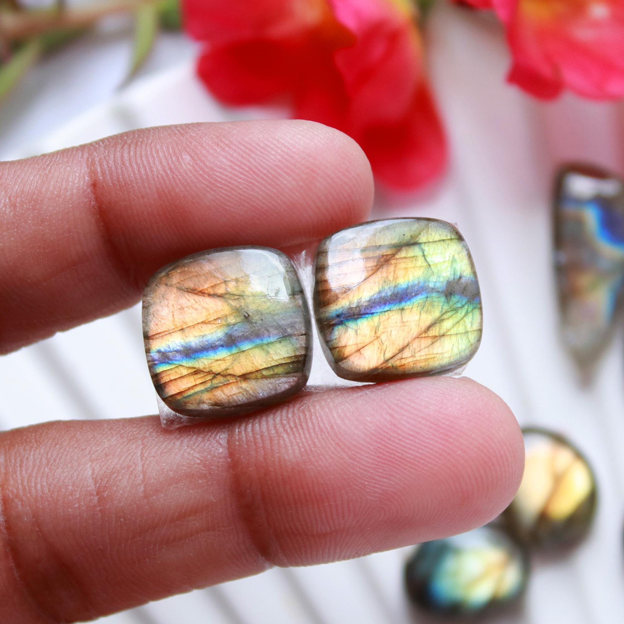 6 Pairs 92 Cts Natural Labradorite Earrings Gemstone Dangle Drop Silver Jewelry Crystals For Earrings Cabochon Pair Lot20x10 11x10mm 15834