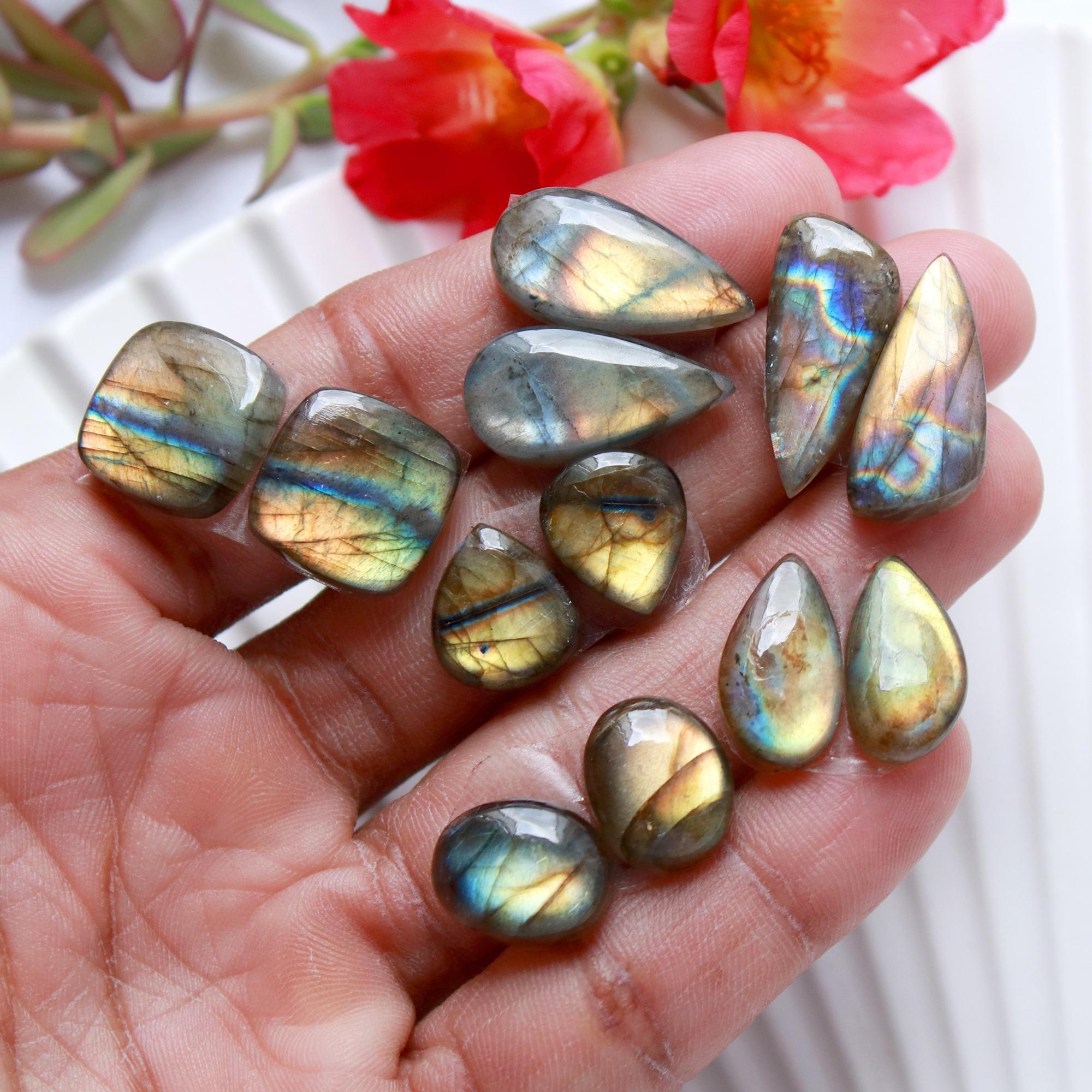 6 Pairs 92 Cts Natural Labradorite Earrings Gemstone Dangle Drop Silver Jewelry Crystals For Earrings Cabochon Pair Lot20x10 11x10mm 15834