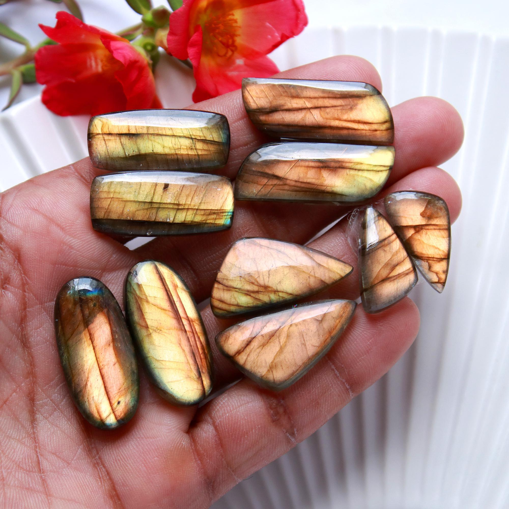 5 Pairs 165 Cts Natural Labradorite Earrings Gemstone Dangle Drop Silver Jewelry Crystals For Earrings Cabochon Pair Lot30x12 20x10mm 15835