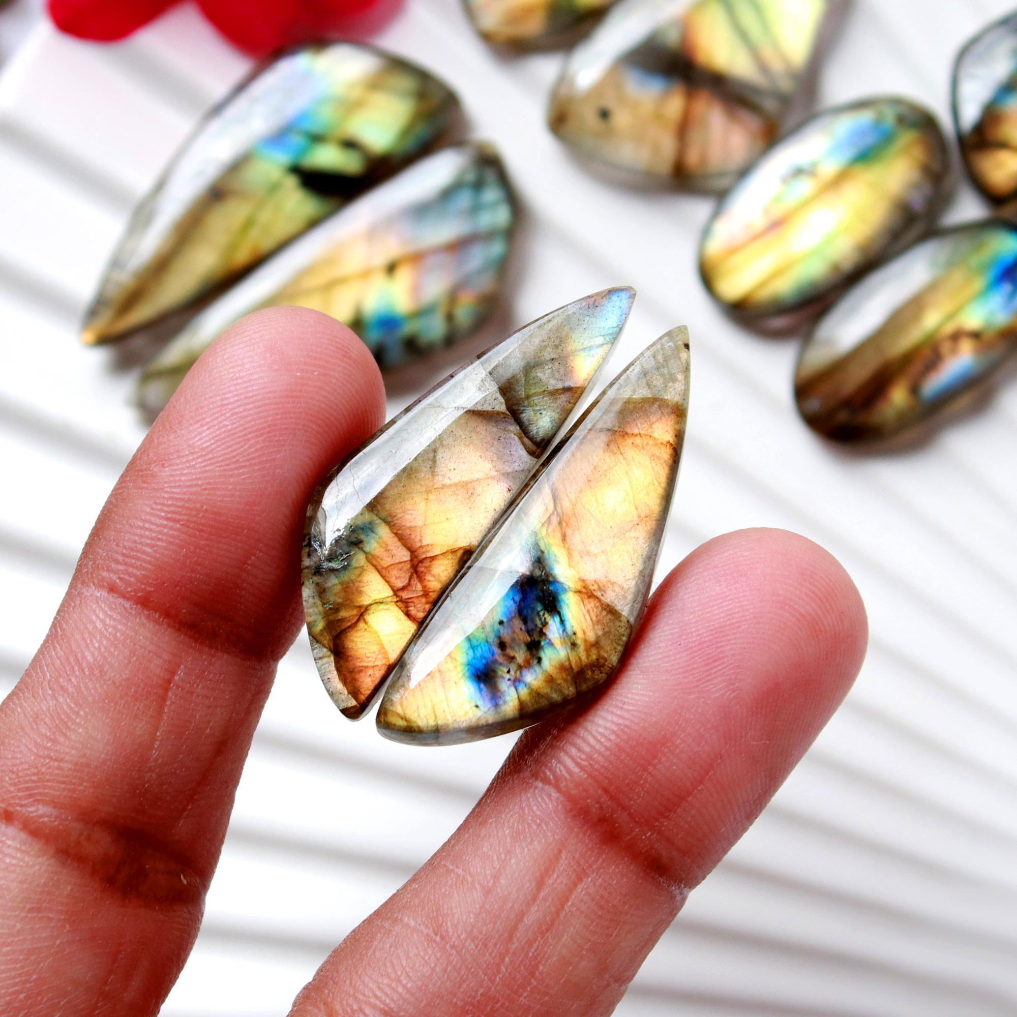 5 Pairs 151 Cts Natural Labradorite Earrings Gemstone Dangle Drop Silver Jewelry Crystals For Earrings Cabochon Pair Lot35x12 24x10mm 15837