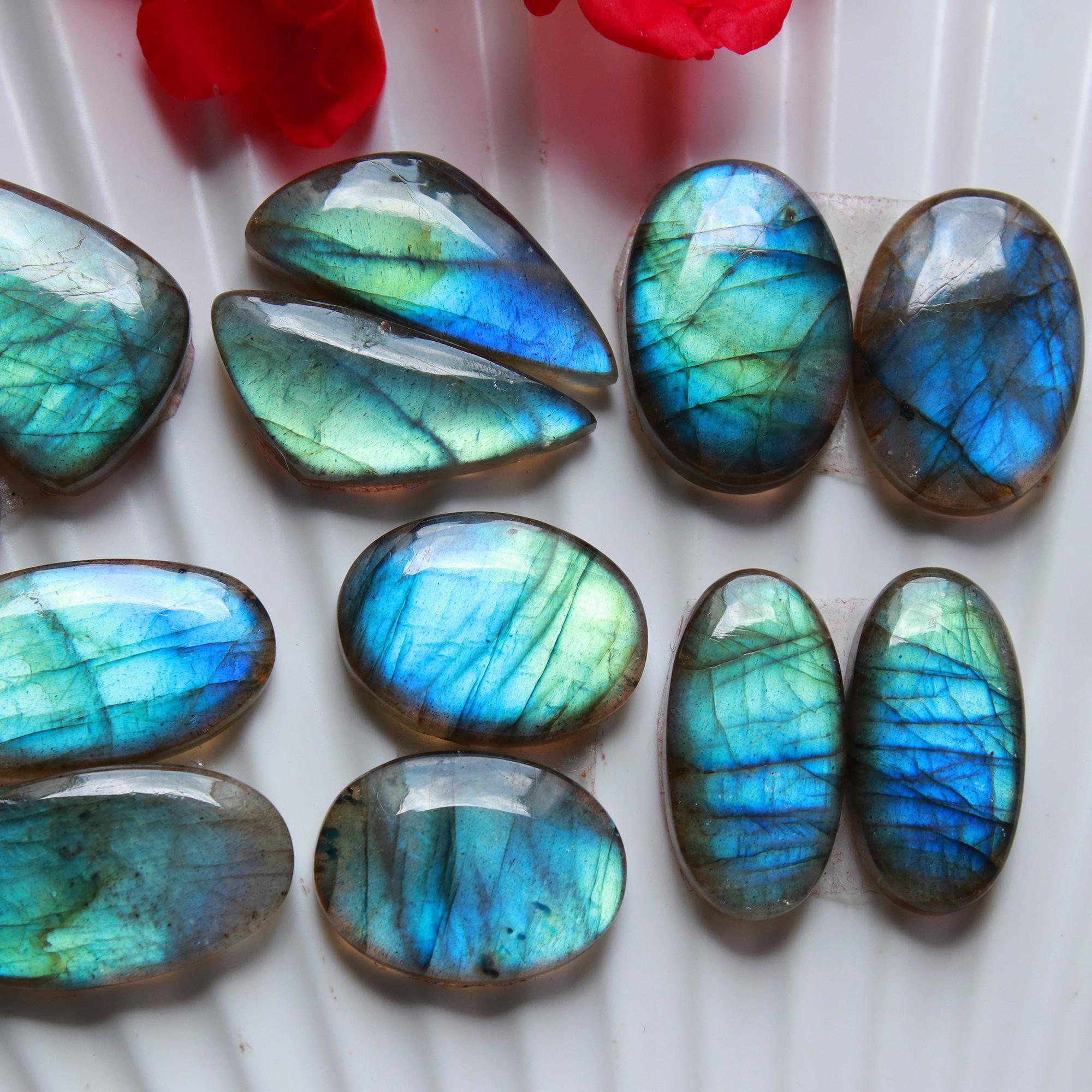 6 Pairs 160 Cts Natural Labradorite Cabochon Loose Gemstone Pair Woman Earrings Mix Shapes Dangle Drop Earrings Pair22x10 18x12mm 15839
