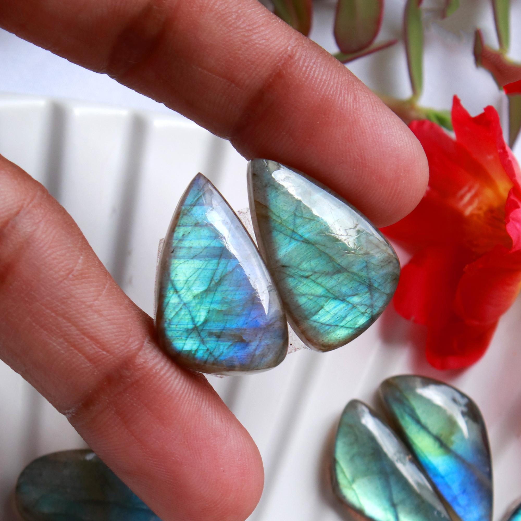 6 Pairs 160 Cts Natural Labradorite Cabochon Loose Gemstone Pair Woman Earrings Mix Shapes Dangle Drop Earrings Pair22x10 18x12mm 15839