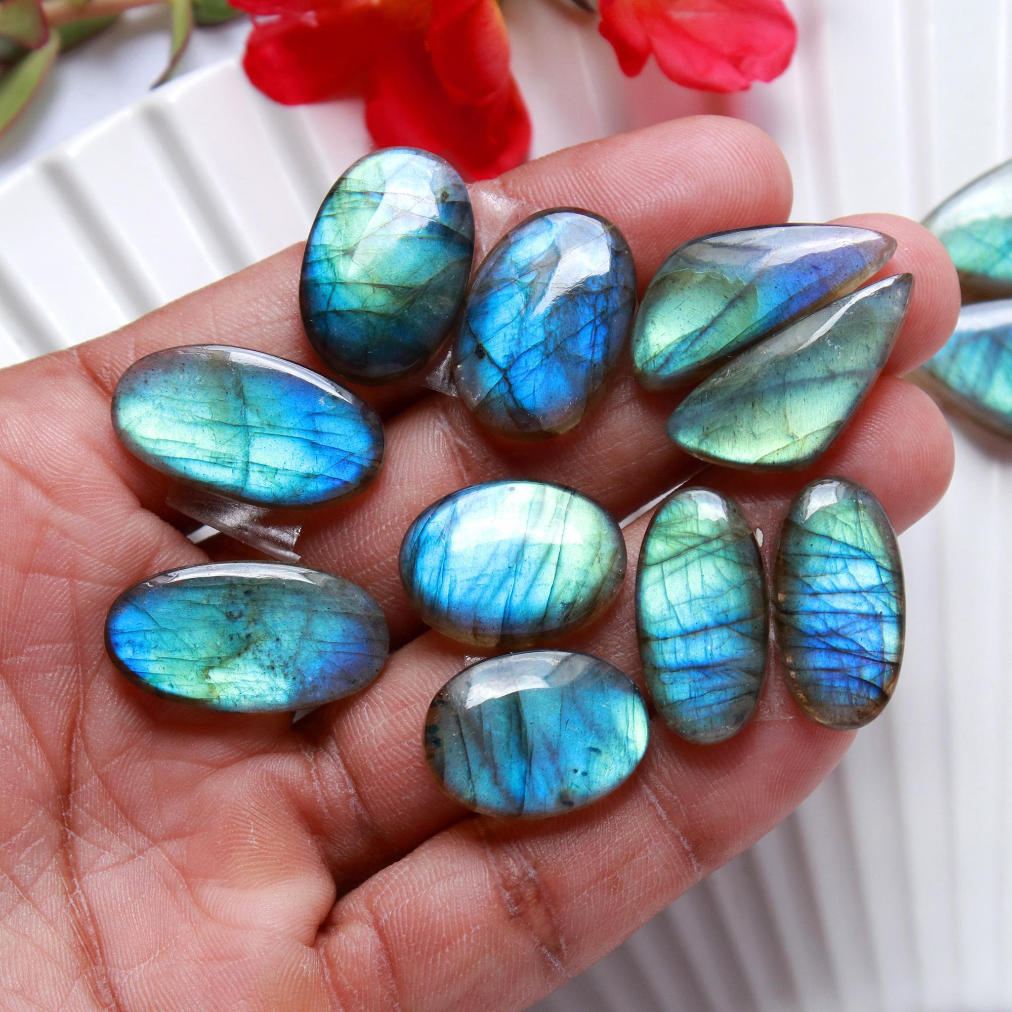 6 Pairs 160 Cts Natural Labradorite Cabochon Loose Gemstone Pair Woman Earrings Mix Shapes Dangle Drop Earrings Pair22x10 18x12mm 15839