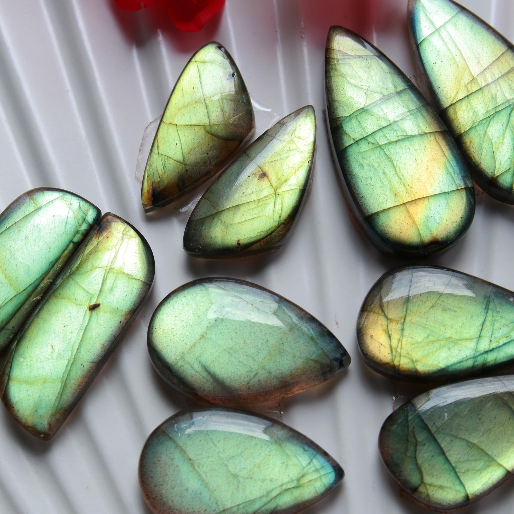 5 Pairs 172 Cts Natural Labradorite Cabochon Loose Gemstone Pair Woman Earrings Mix Shapes Dangle Drop Earrings Pair30x14 22x10mm 15840