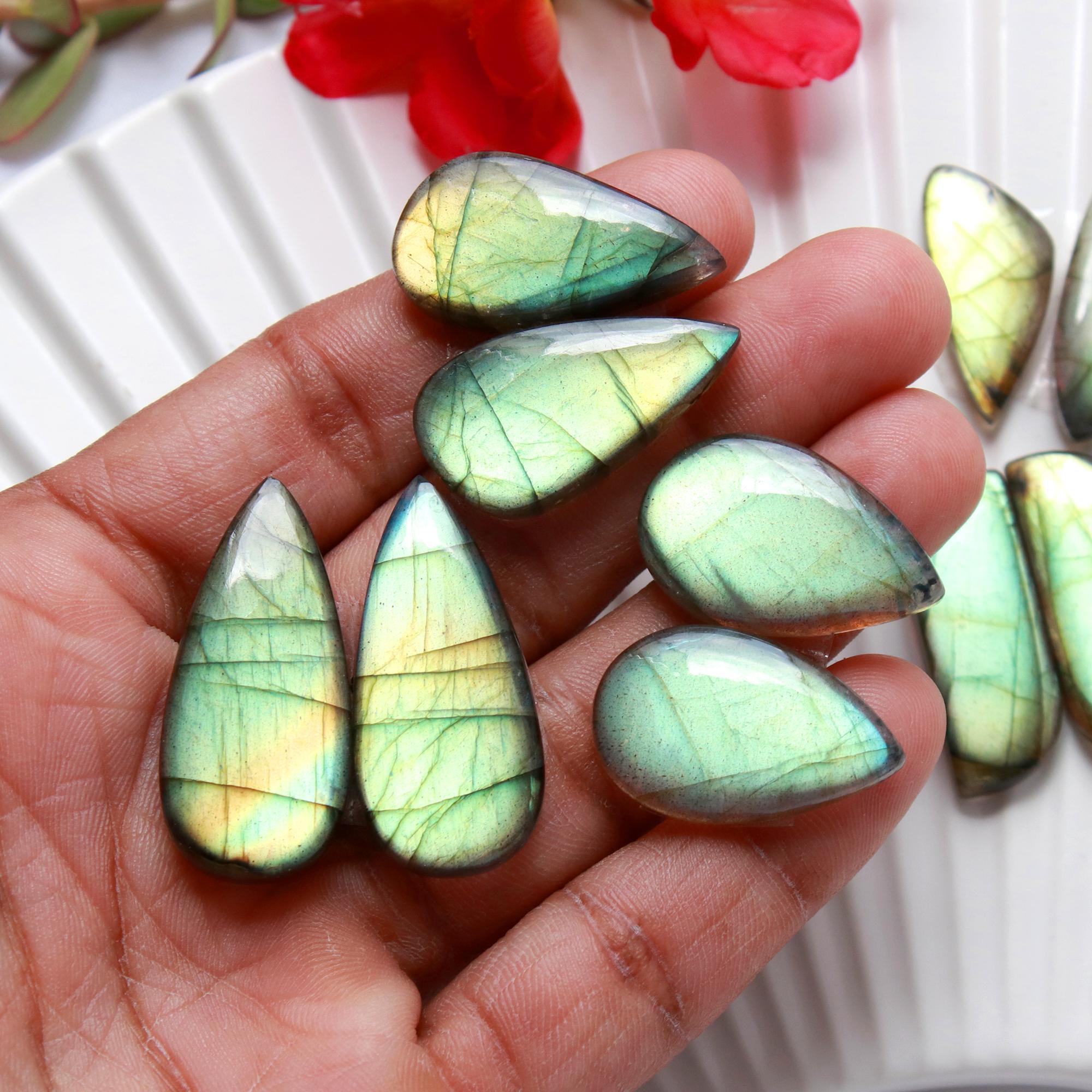 5 Pairs 172 Cts Natural Labradorite Cabochon Loose Gemstone Pair Woman Earrings Mix Shapes Dangle Drop Earrings Pair30x14 22x10mm 15840
