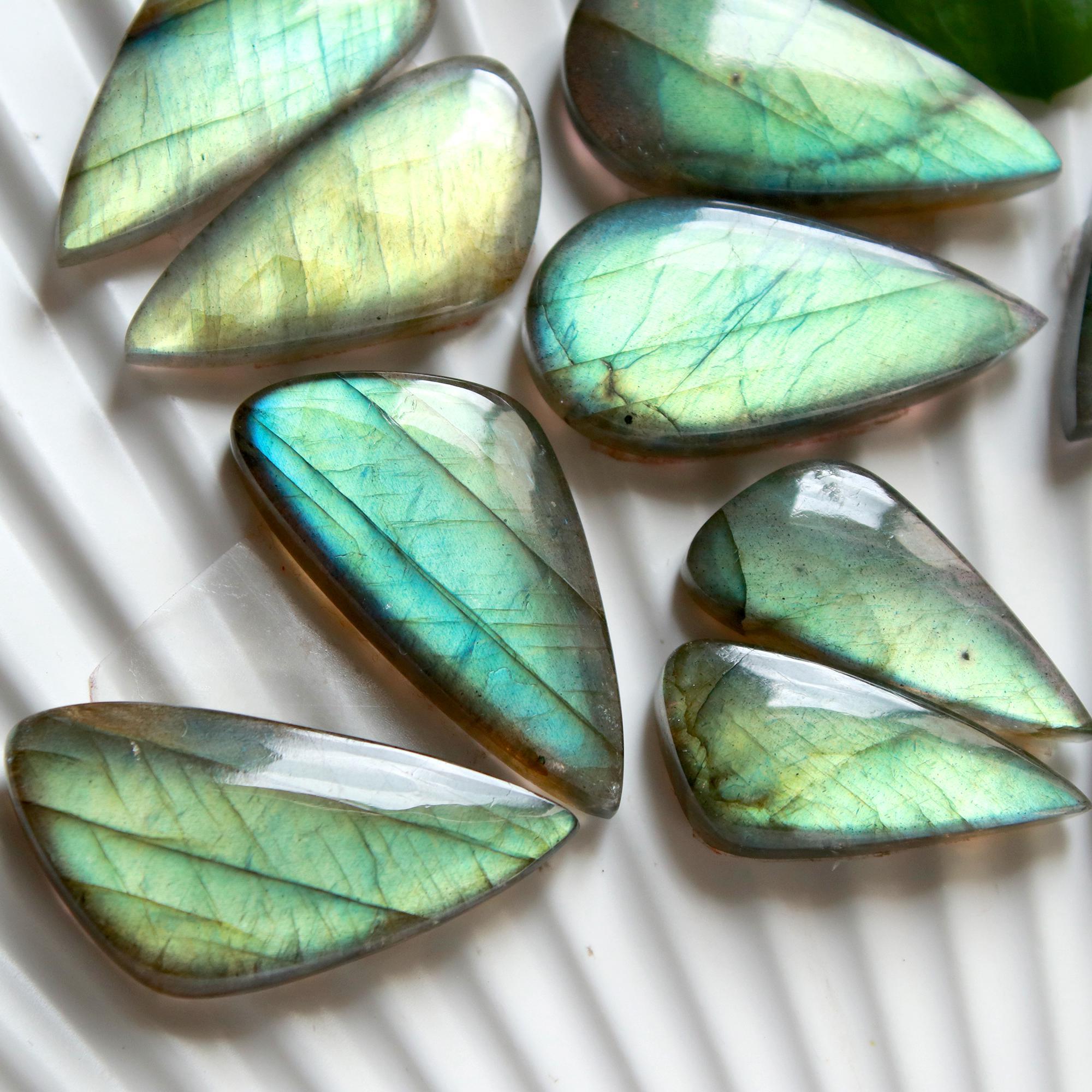 6 Pairs 184 Cts Natural Labradorite Cabochon Loose Gemstone Pair Woman Earrings Mix Shapes Dangle Drop Earrings Pair30x14 24x10mm 15842