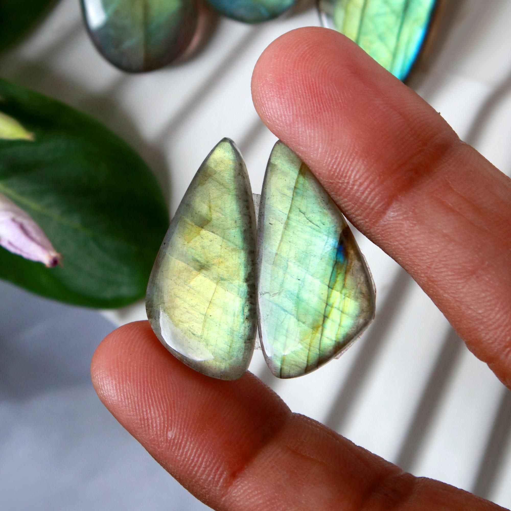 6 Pairs 184 Cts Natural Labradorite Cabochon Loose Gemstone Pair Woman Earrings Mix Shapes Dangle Drop Earrings Pair30x14 24x10mm 15842