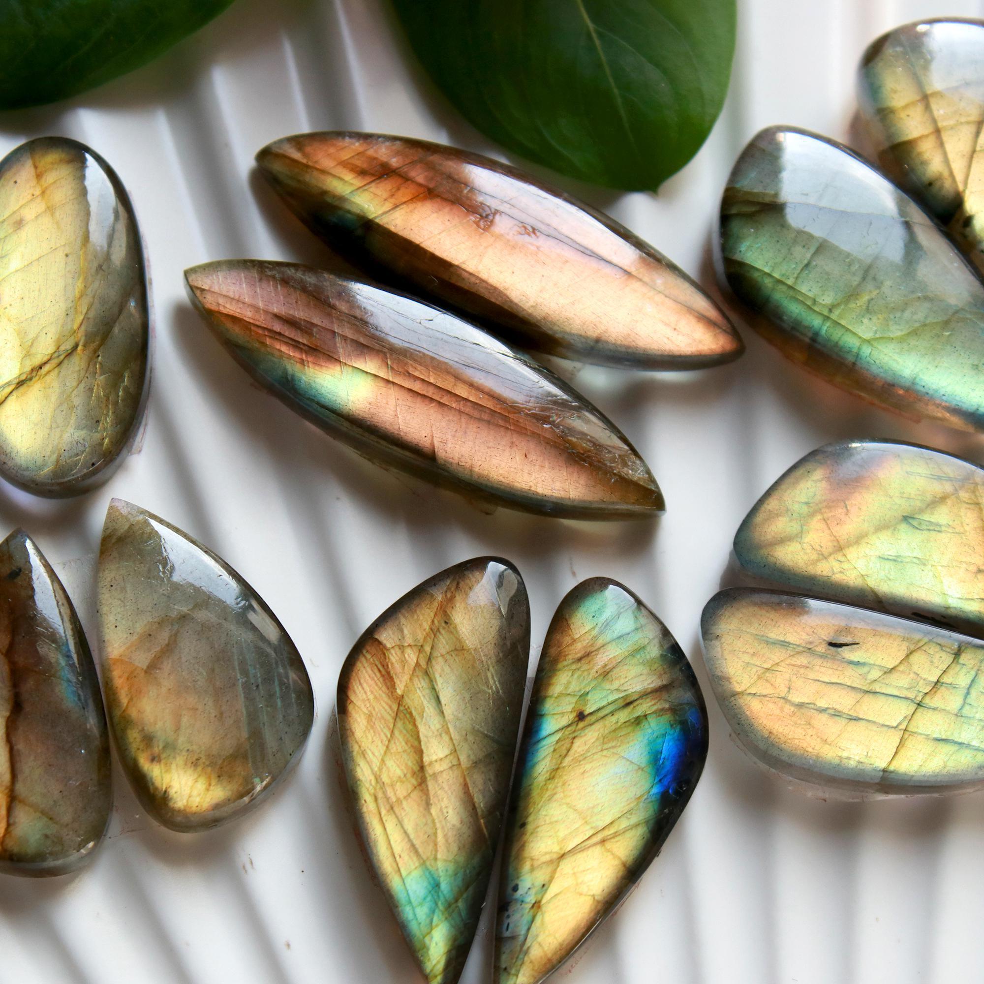 6 Pairs 160 Cts Natural Labradorite Cabochon Loose Gemstone Pair Woman Earrings Mix Shapes Dangle Drop Earrings Pair33x10 20x10mm 15844