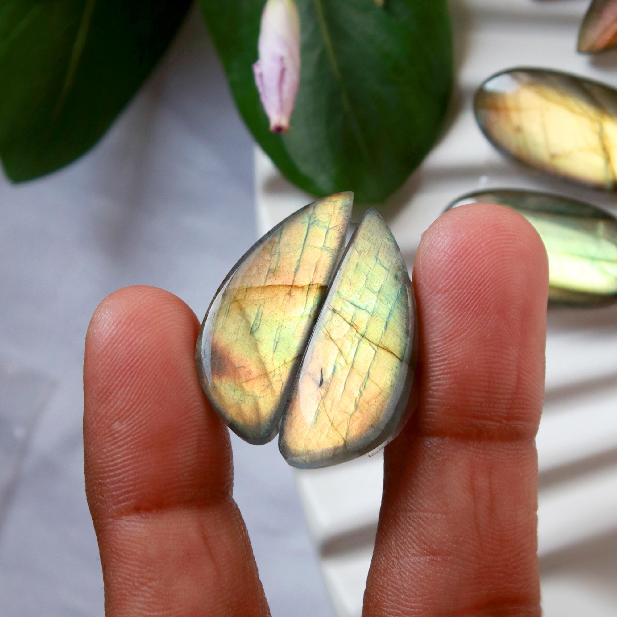 6 Pairs 160 Cts Natural Labradorite Cabochon Loose Gemstone Pair Woman Earrings Mix Shapes Dangle Drop Earrings Pair33x10 20x10mm 15844