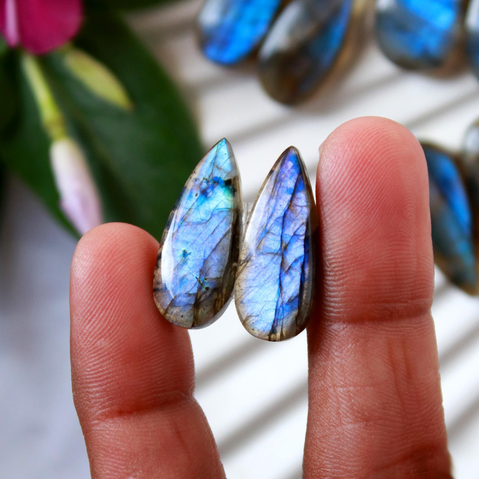 6 Pairs 121 Cts Natural Labradorite Cabochon Loose Gemstone Pair Woman Earrings Mix Shapes Dangle Drop Earrings Pair25x6 22x9mm 15845