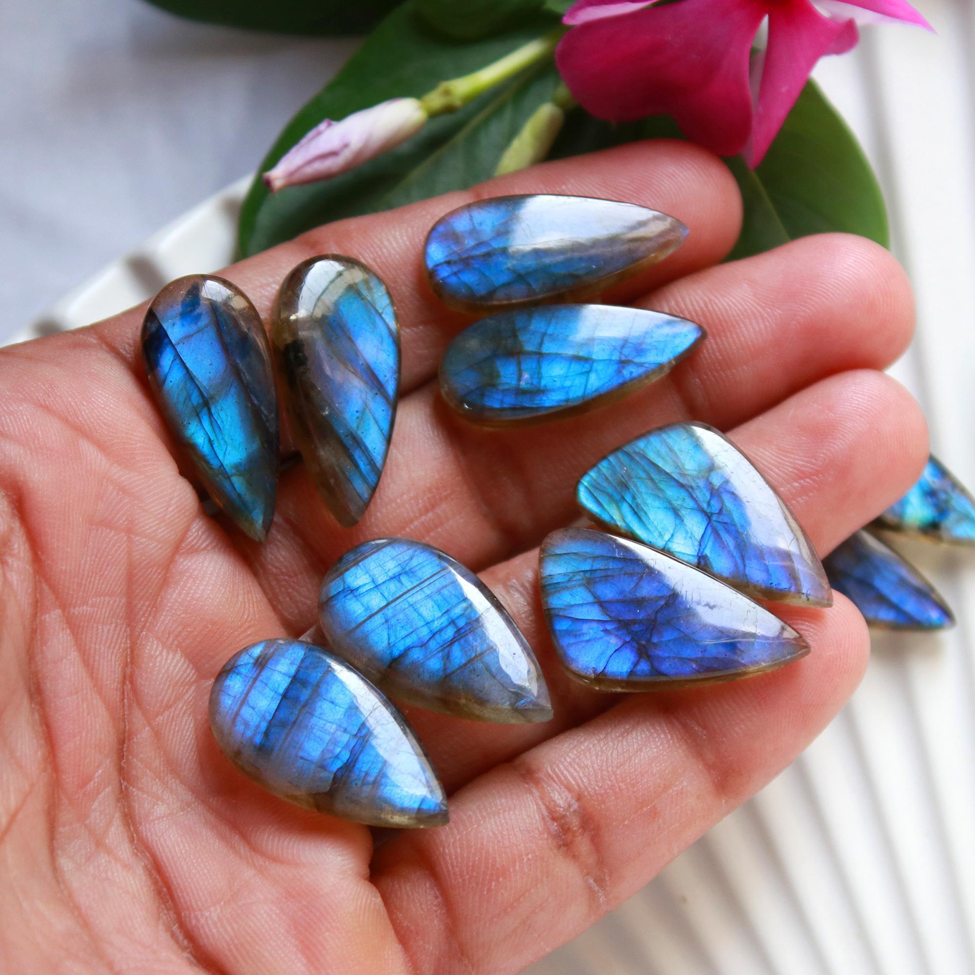 6 Pairs 121 Cts Natural Labradorite Cabochon Loose Gemstone Pair Woman Earrings Mix Shapes Dangle Drop Earrings Pair25x6 22x9mm 15845
