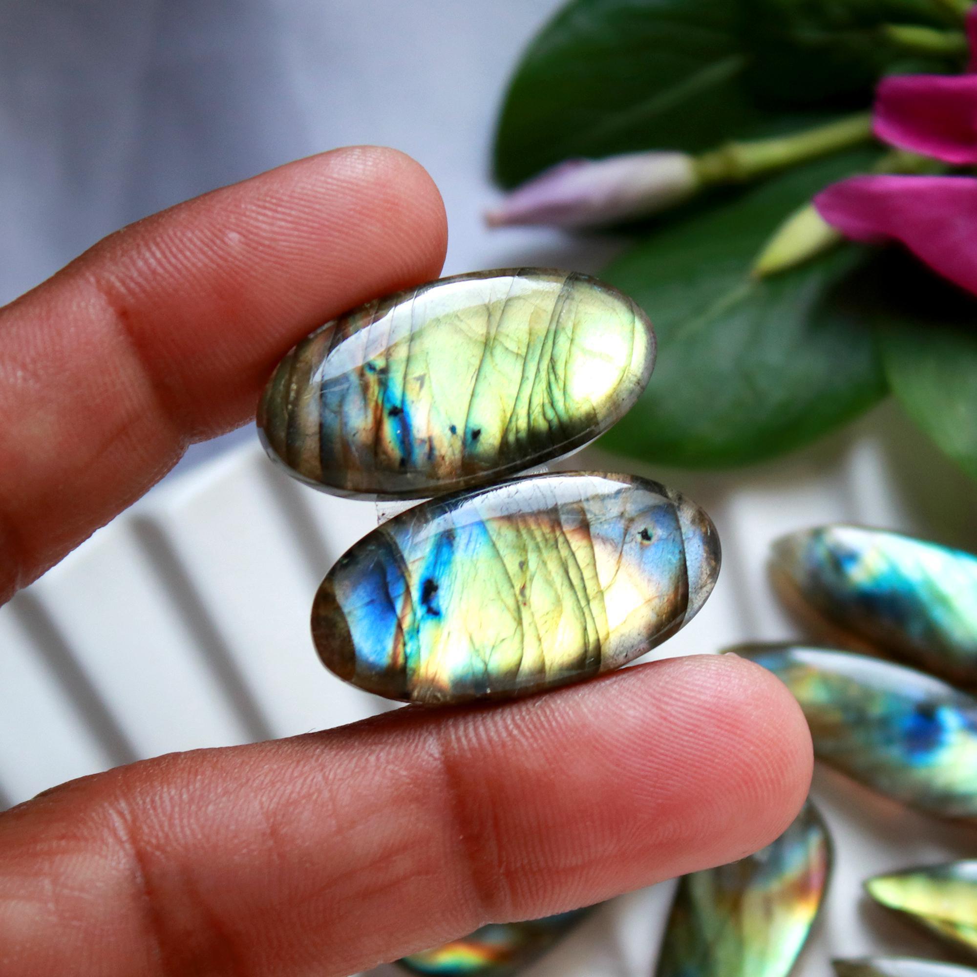 7 Pairs 165 Cts Natural Labradorite Cabochon Loose Gemstone Pair Woman Earrings Mix Shapes Dangle Drop Earrings Pair35x8 23x8mm 15847