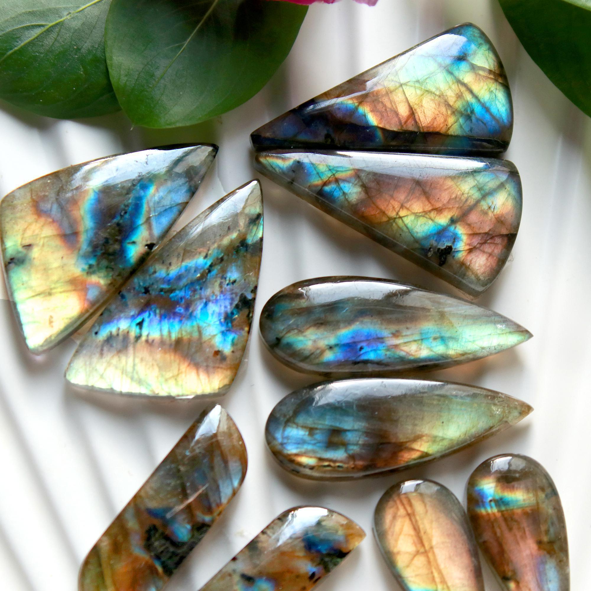 5 Pairs 148 Cts Natural Labradorite Cabochon Loose Gemstone Pair Woman Earrings Mix Shapes Dangle Drop Earrings Pair33x15 21x10mm 15848