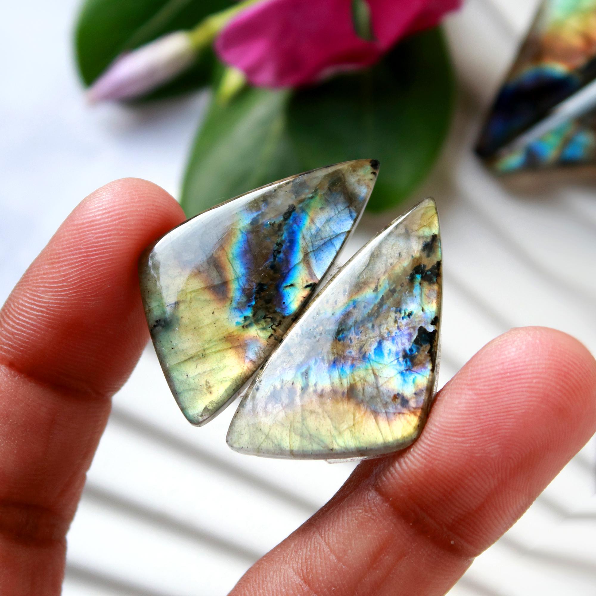 5 Pairs 148 Cts Natural Labradorite Cabochon Loose Gemstone Pair Woman Earrings Mix Shapes Dangle Drop Earrings Pair33x15 21x10mm 15848