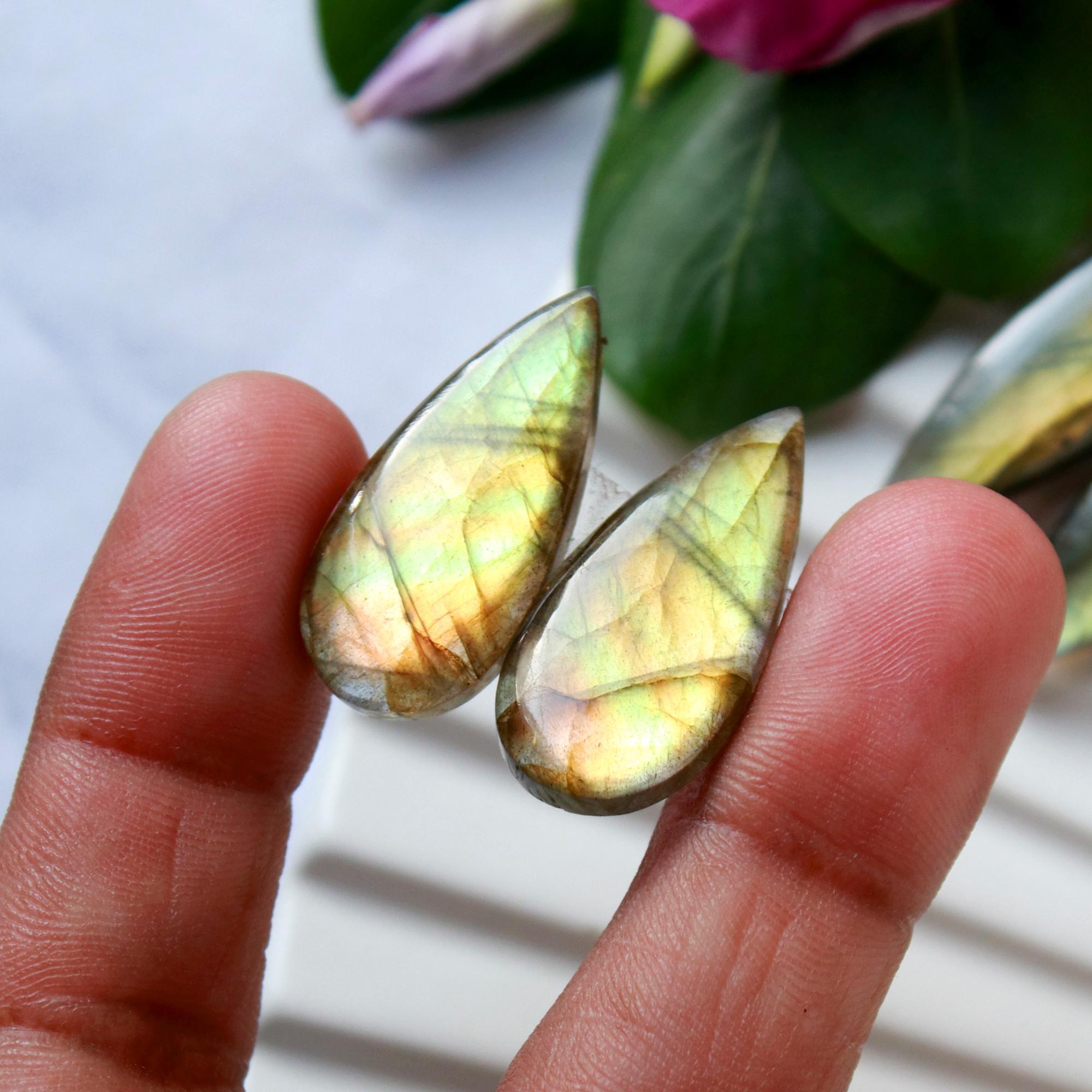 6 Pairs 153 Cts Natural Labradorite Cabochon Loose Gemstone Pair Woman Earrings Mix Shapes Dangle Drop Earrings Pair40x10 22x12mm 15849