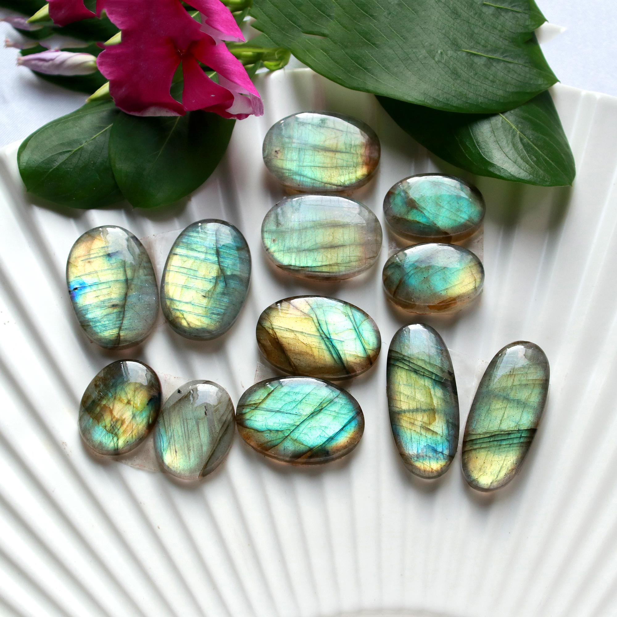 6 Pairs 174 Cts Natural Labradorite Cabochon Loose Gemstone Pair Woman Earrings Mix Shapes Dangle Drop Earrings Pair27x10 16x12mm 15850