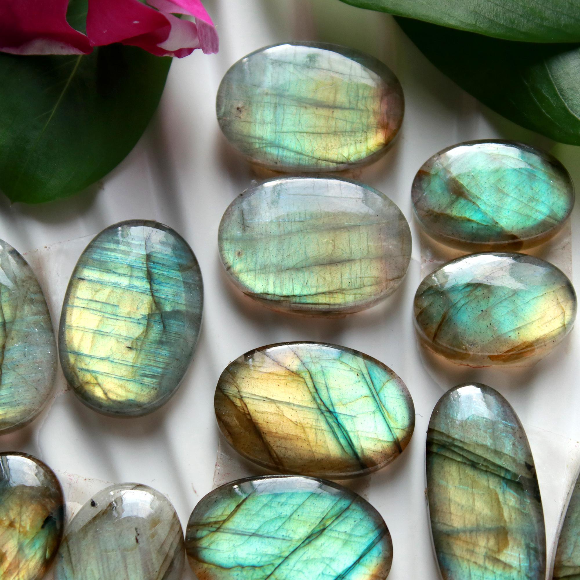 6 Pairs 174 Cts Natural Labradorite Cabochon Loose Gemstone Pair Woman Earrings Mix Shapes Dangle Drop Earrings Pair27x10 16x12mm 15850