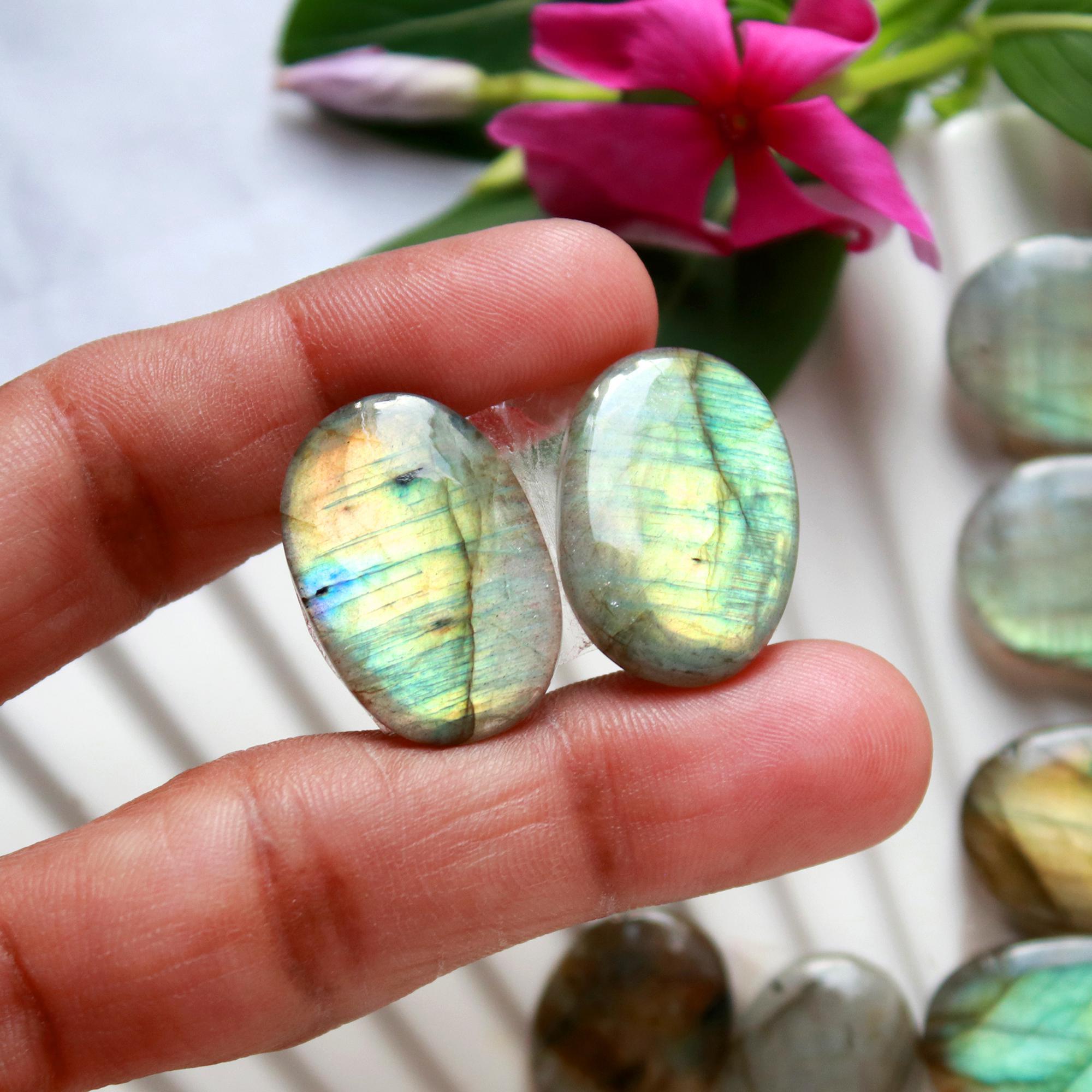 6 Pairs 174 Cts Natural Labradorite Cabochon Loose Gemstone Pair Woman Earrings Mix Shapes Dangle Drop Earrings Pair27x10 16x12mm 15850