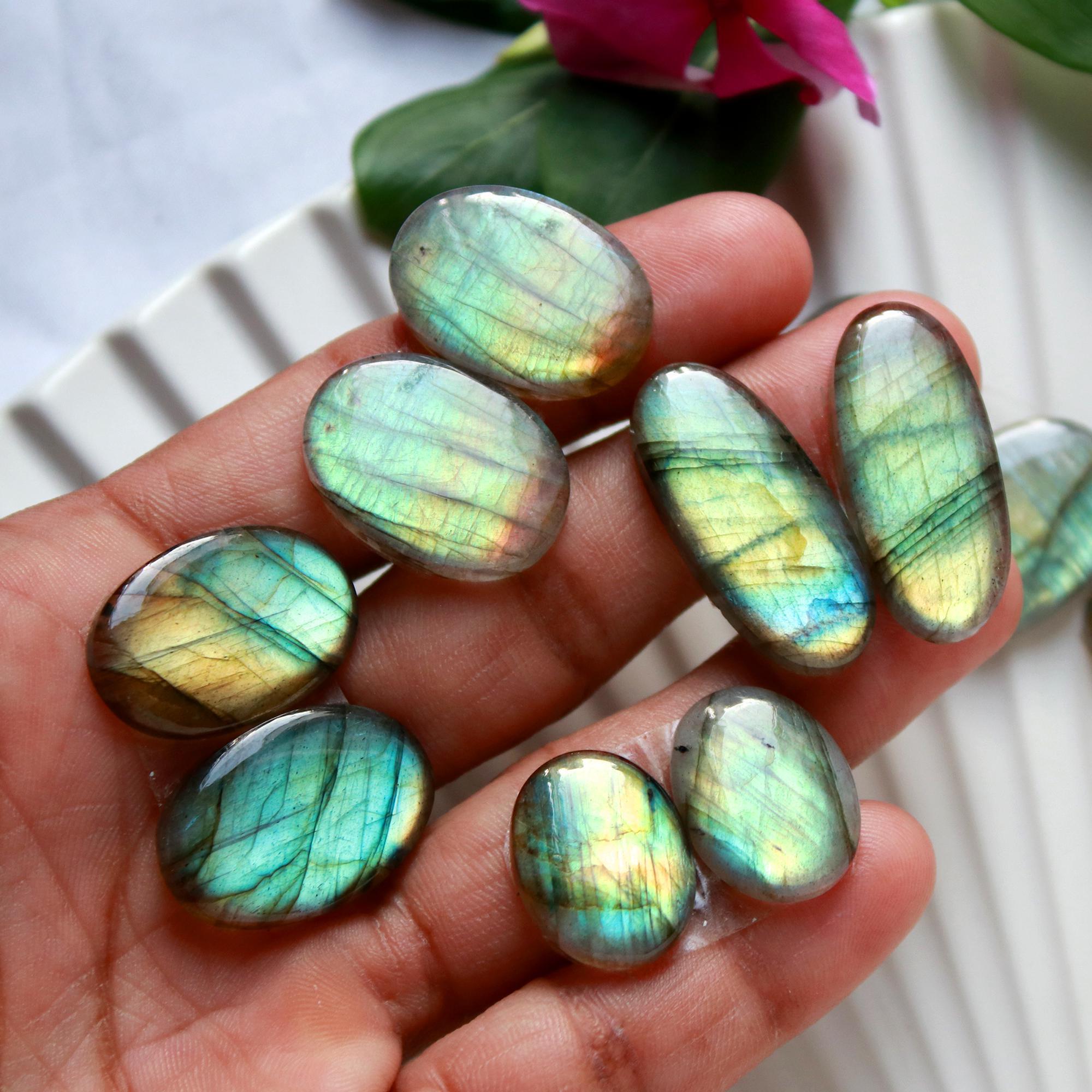 6 Pairs 174 Cts Natural Labradorite Cabochon Loose Gemstone Pair Woman Earrings Mix Shapes Dangle Drop Earrings Pair27x10 16x12mm 15850