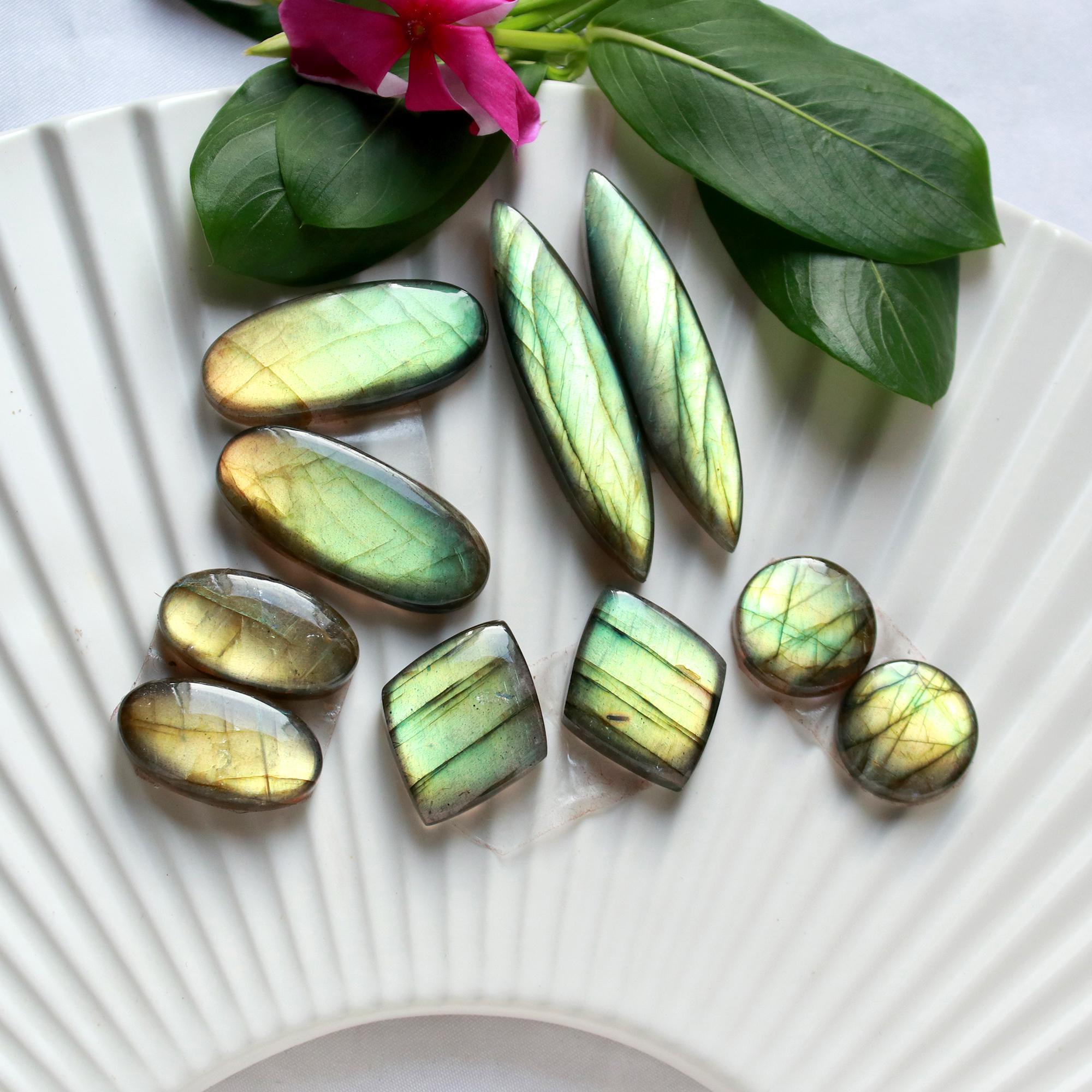 5 Pairs 178 Cts Natural Labradorite Cabochon Loose Gemstone Pair Woman Earrings Mix Shapes Dangle Drop Earrings Pair45x10 15x15mm 15851