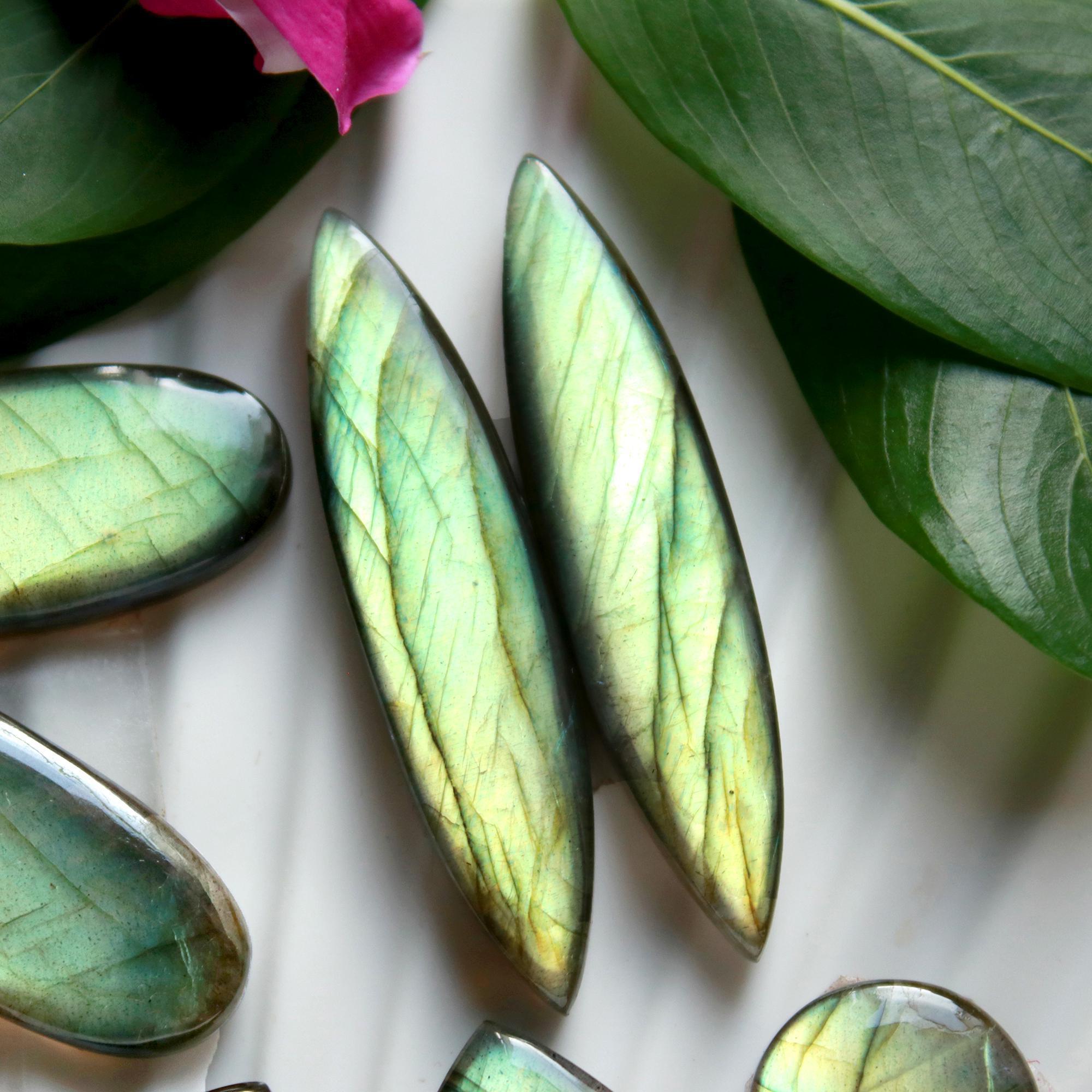 5 Pairs 178 Cts Natural Labradorite Cabochon Loose Gemstone Pair Woman Earrings Mix Shapes Dangle Drop Earrings Pair45x10 15x15mm 15851