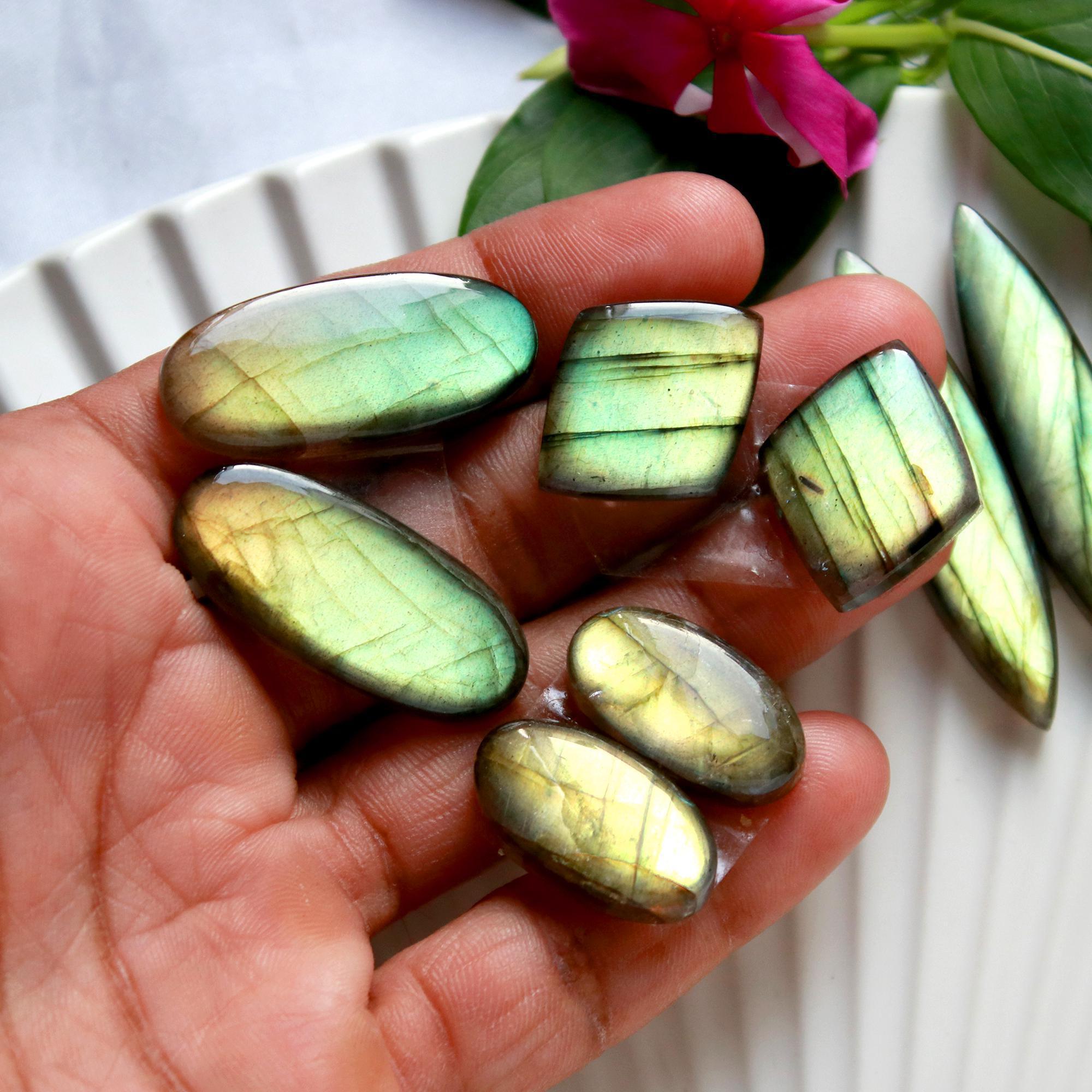 5 Pairs 178 Cts Natural Labradorite Cabochon Loose Gemstone Pair Woman Earrings Mix Shapes Dangle Drop Earrings Pair45x10 15x15mm 15851