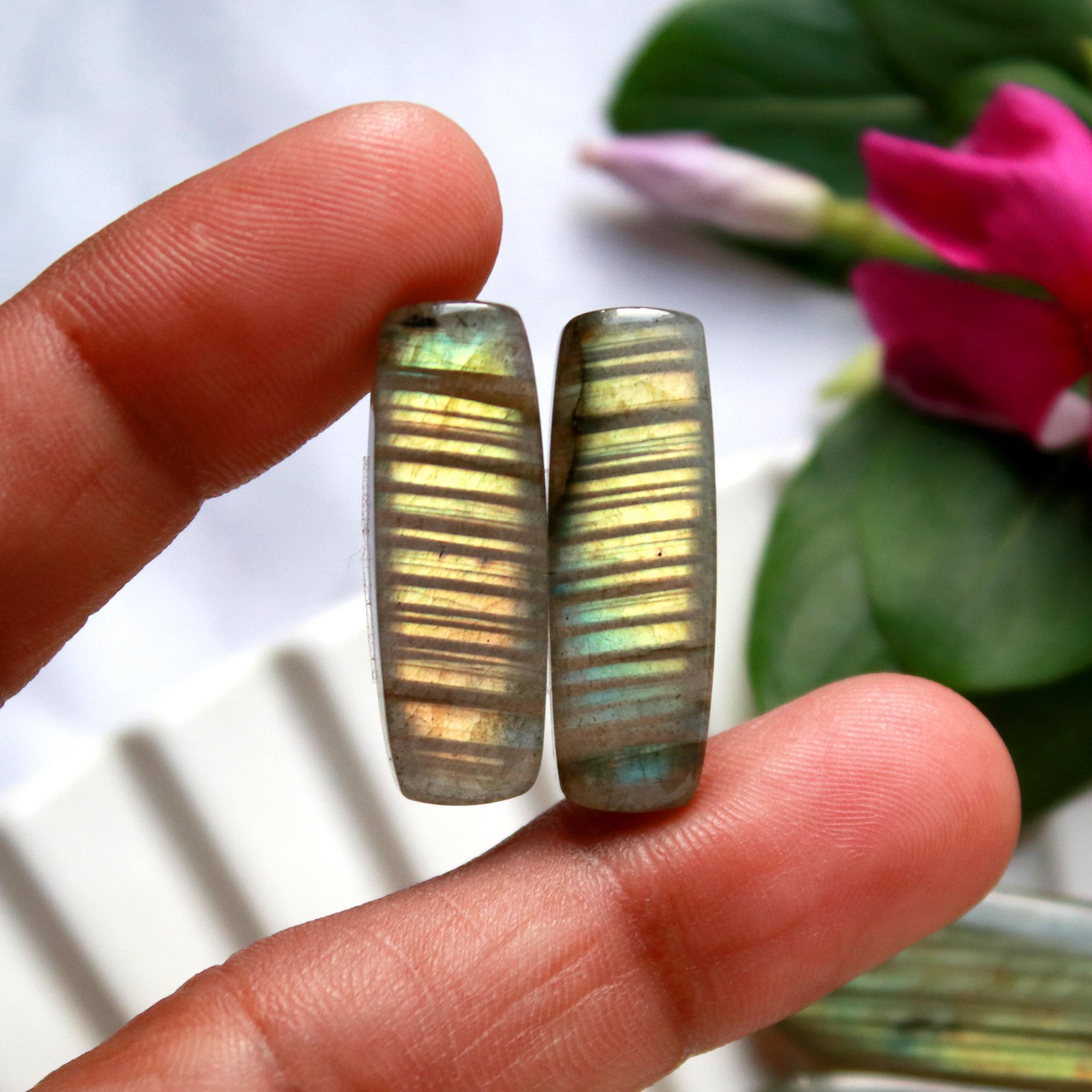 6 Pairs 158 Cts Natural Labradorite Cabochon Loose Gemstone Pair Woman Earrings Mix Shapes Dangle Drop Earrings Pair30x10 20x12mm 15852
