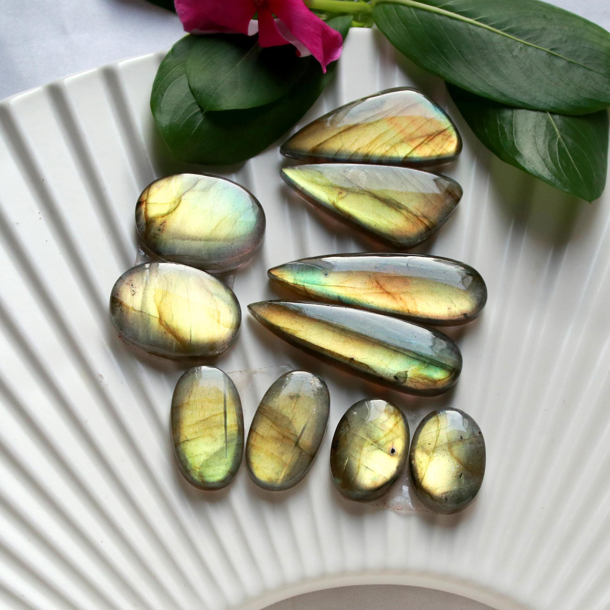 5 Pairs 179 Cts Natural Labradorite Cabochon Loose Gemstone Pair Woman Earrings Mix Shapes Dangle Drop Earrings Pair40x10 17x12mm 15853