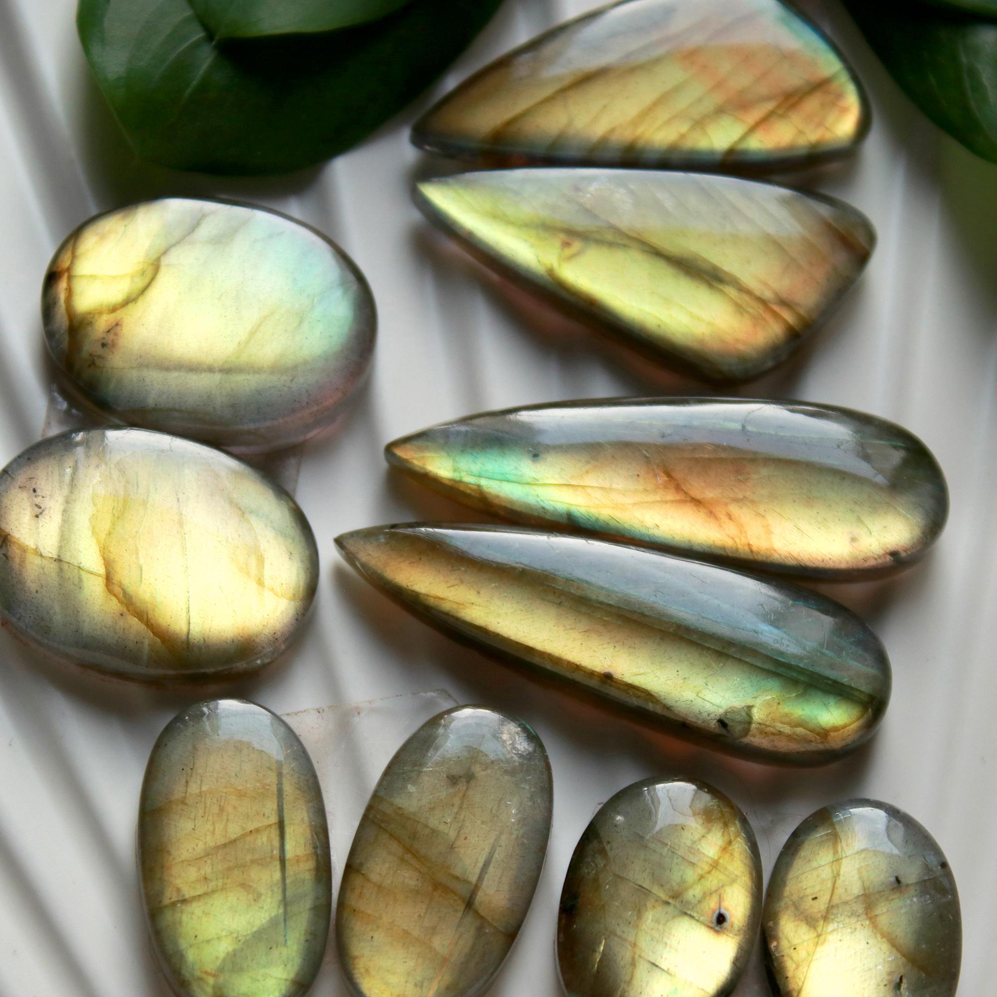 5 Pairs 179 Cts Natural Labradorite Cabochon Loose Gemstone Pair Woman Earrings Mix Shapes Dangle Drop Earrings Pair40x10 17x12mm 15853