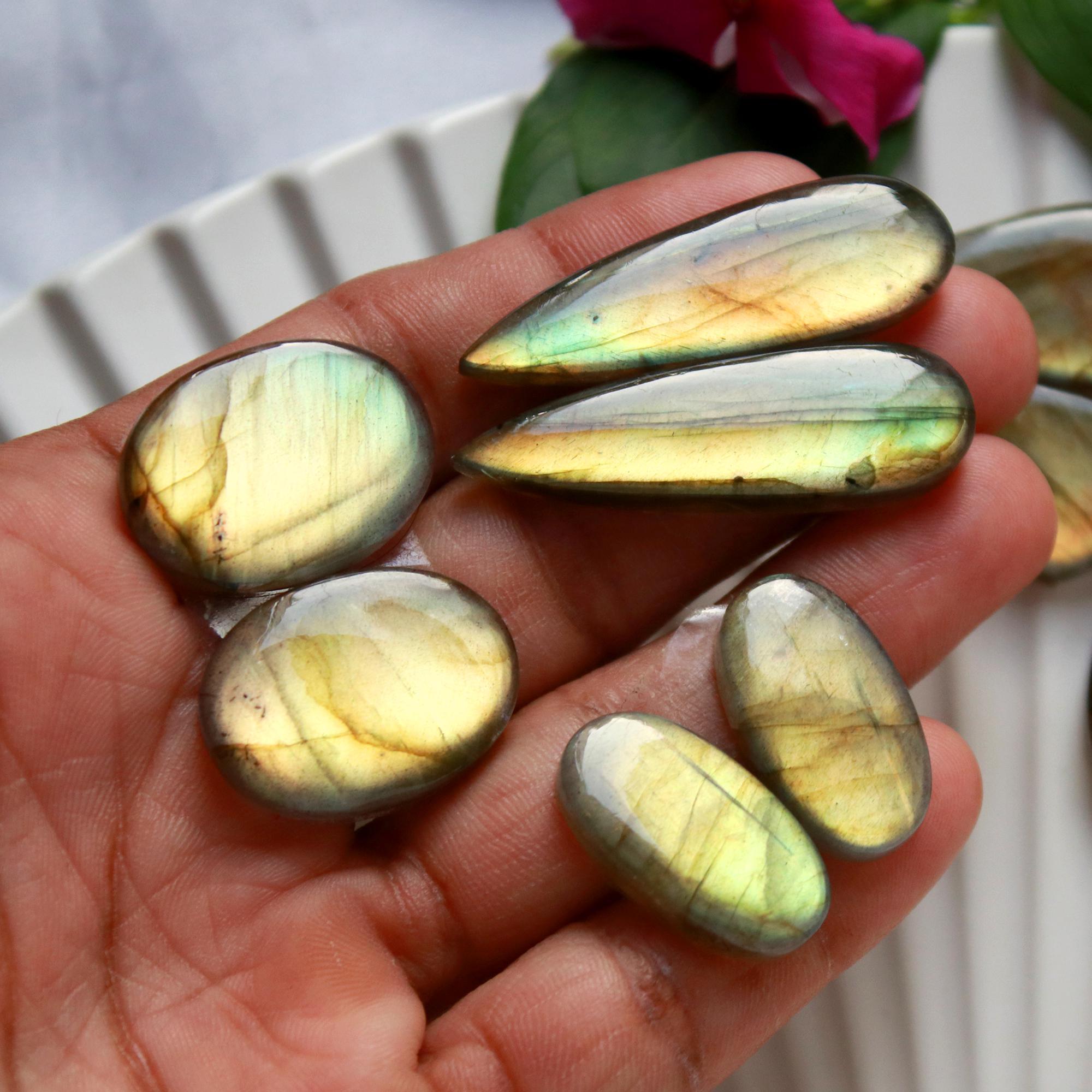 5 Pairs 179 Cts Natural Labradorite Cabochon Loose Gemstone Pair Woman Earrings Mix Shapes Dangle Drop Earrings Pair40x10 17x12mm 15853