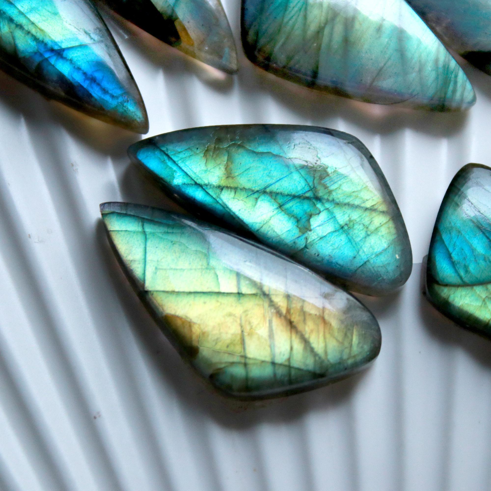 5 Pairs 170 Cts Natural Labradorite Cabochon Loose Gemstone Pair Woman Earrings Mix Shapes Dangle Drop Earrings Pair30x11 27x13mm 15854