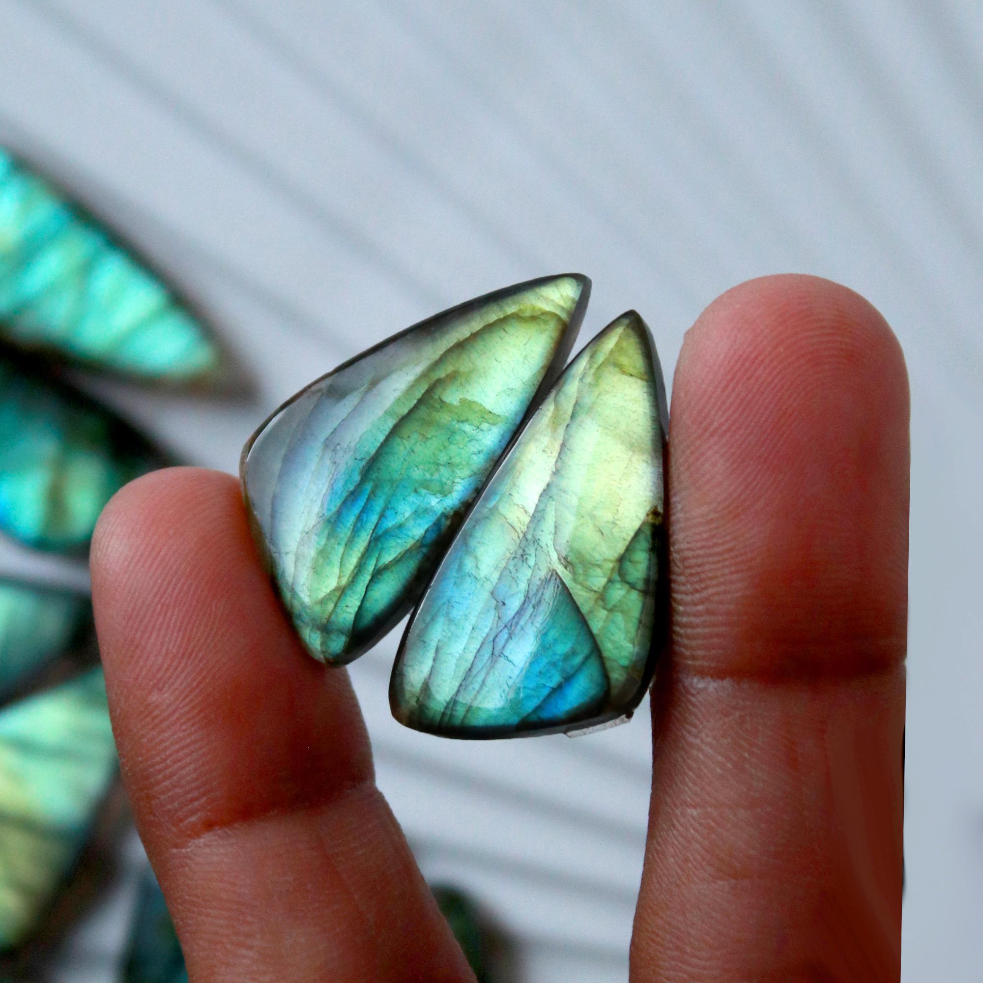 5 Pairs 170 Cts Natural Labradorite Cabochon Loose Gemstone Pair Woman Earrings Mix Shapes Dangle Drop Earrings Pair30x11 27x13mm 15854