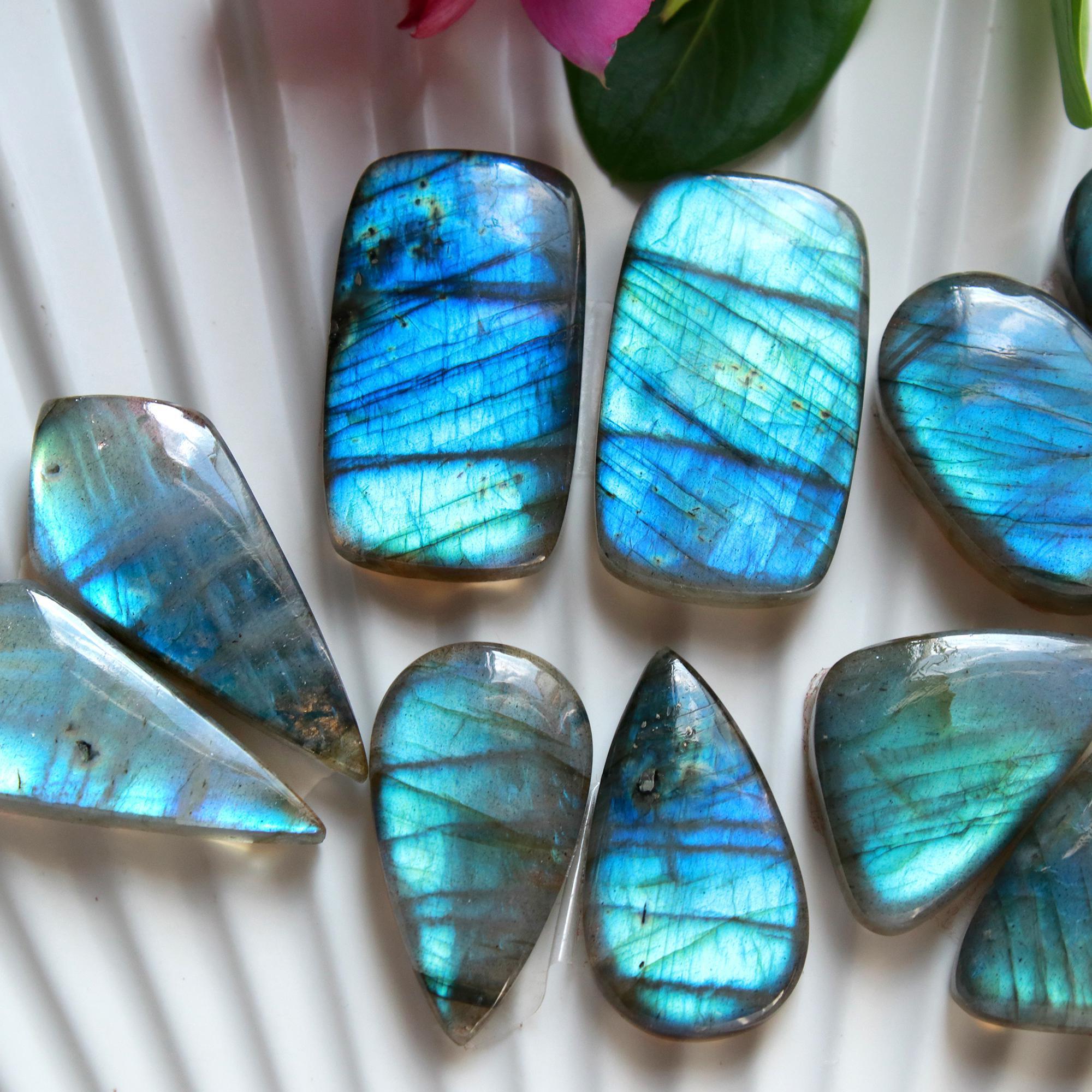 5 Pairs 193 Cts Natural Labradorite Cabochon Pairs Mixed Shapes Gemstone Lot For Silver Earrings Handmade Craft Supplies31x14 24x14mm 15857